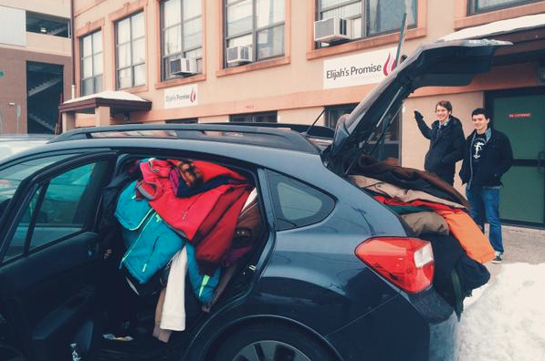  Above is an image by Brian of Steve and Jeff, donating 36 coats to Elijah’s Promise. through their Cold Weather Coat Drive.