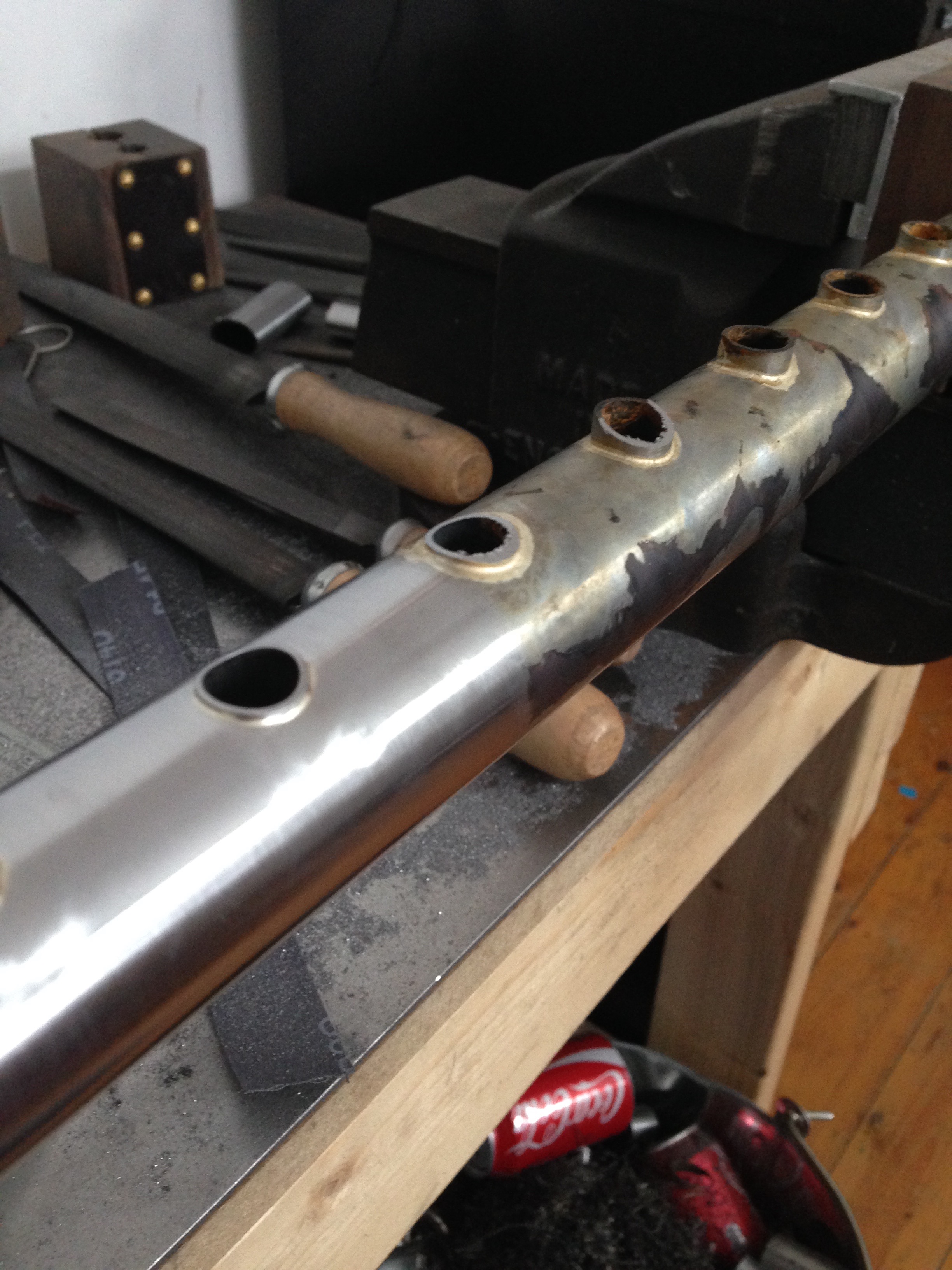  Tube inserts, silvered and then painstakingly filed to meet the contours of the main tube 