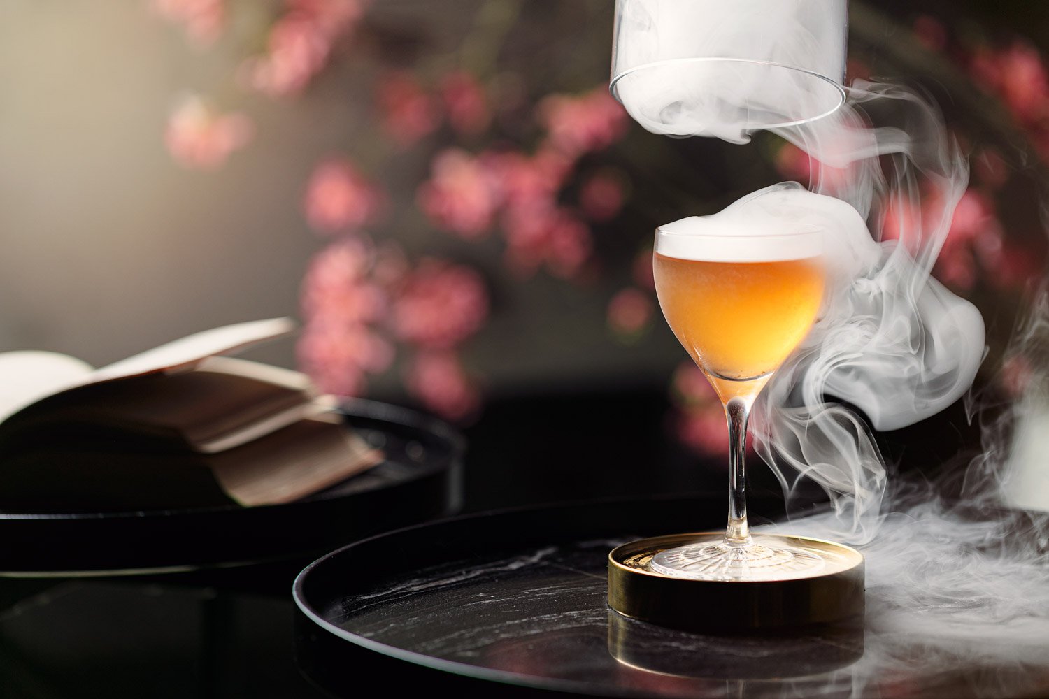 Drink photography with sakuras and smoke for hotel Kings court by jirilizler.jpg
