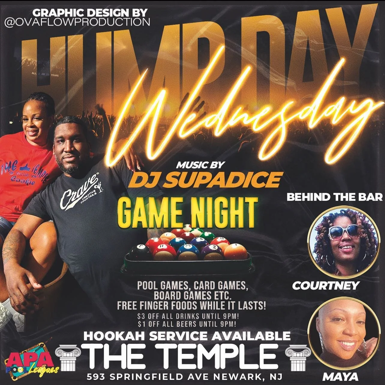 🚨 TONIGHT 🚨 TONIGHT 🚨 TONIGHT 🚨

&amp; TONIGHT &amp; TONIGHT &amp; TONIGHT &amp;
Hump Day Wednesdays
Live At THE TEMPLE
563 Springfield Ave, Newark

COME PLAY ALL YOUR FAVOR GAMES

Music By @djsupadice

BarStars @chattythrifter &amp; mayadenaeble