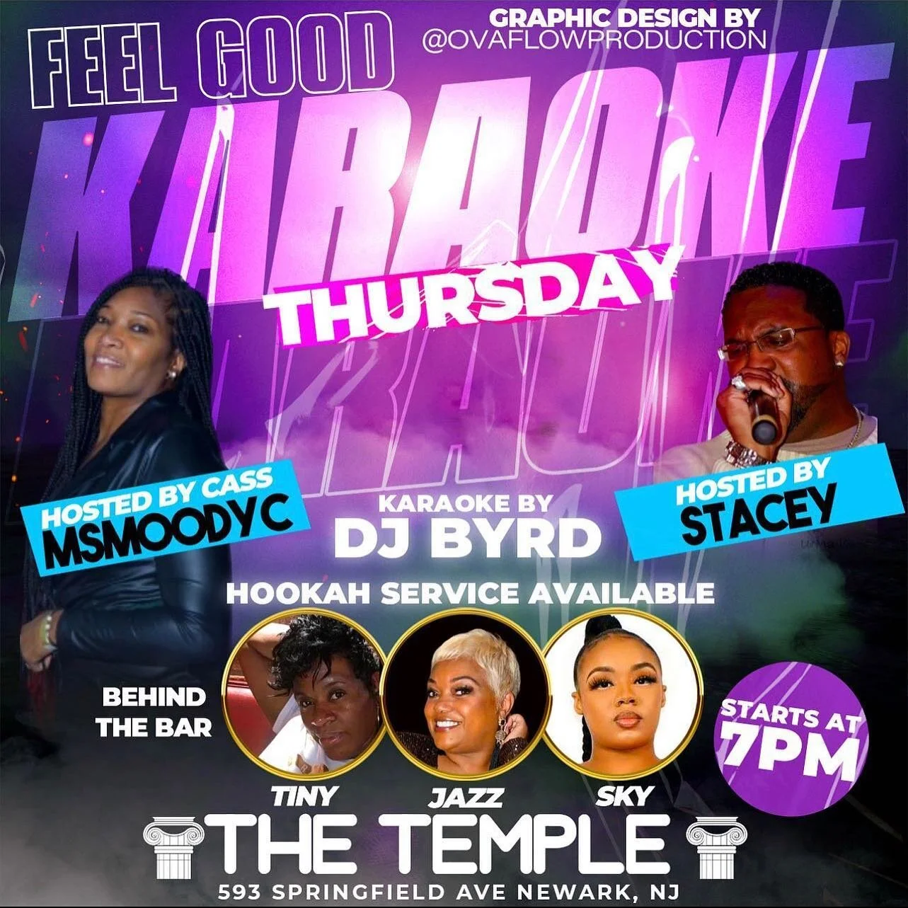EVERY THURSDAY!! KARAOKE at THE TEMPLE (formally Queen of Sheba) 593 Springfield Ave, Newark @7pm. Doors open at 5pm. Come out and sing your favorite song. We have our bar Tiny, @skyglizzy_ and @msjazzy973 pouring and pool table on deck. #cocktails #