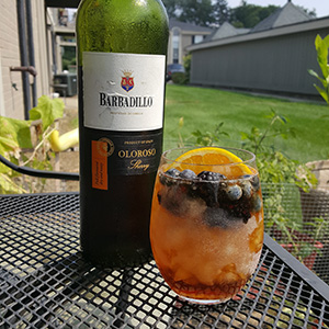 Some Oloroso sherry, a patio, and local berries.