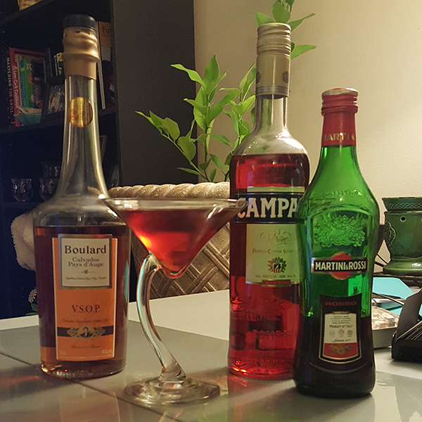 Apple brandy adds a wholly different dimension to this Negroni. 