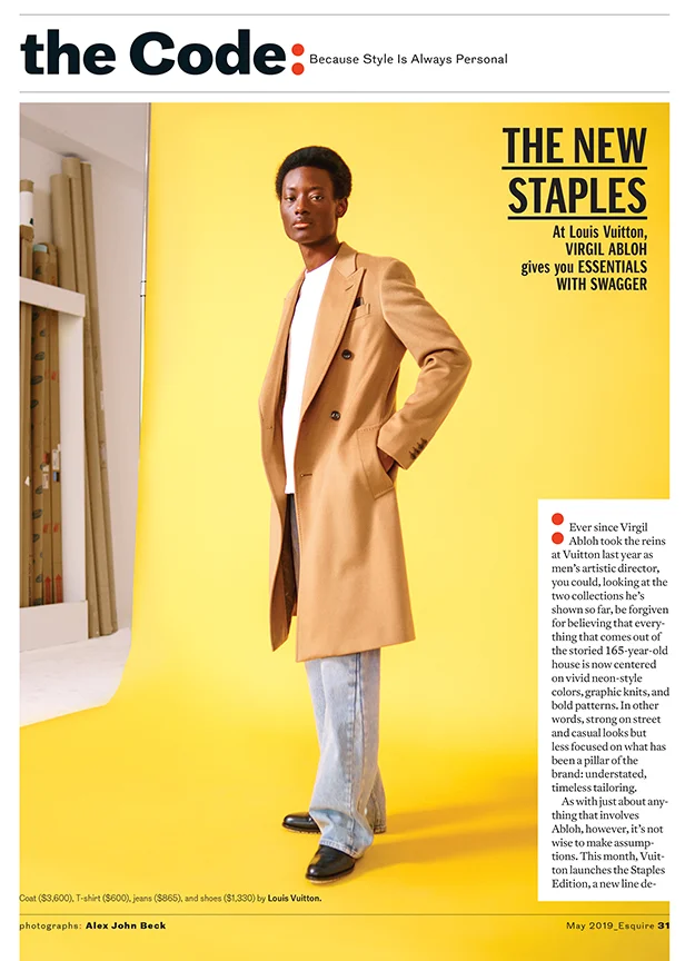ESQUIRE: Virgil Abloh Essentials for Louis Vuitton