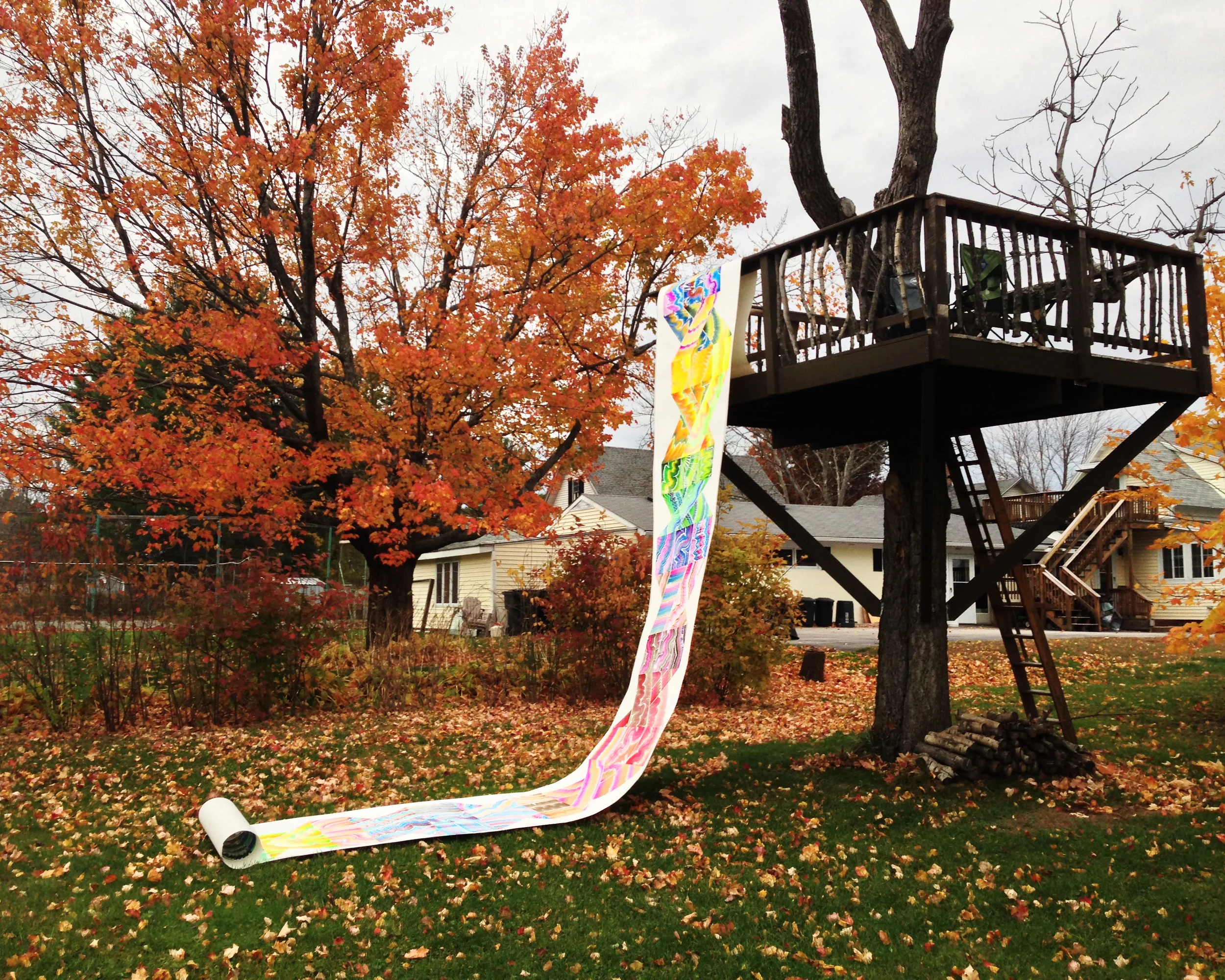   Scroll I , 2014.&nbsp;Ink, gouache on paper, 3.5 by 30 feet.&nbsp; 