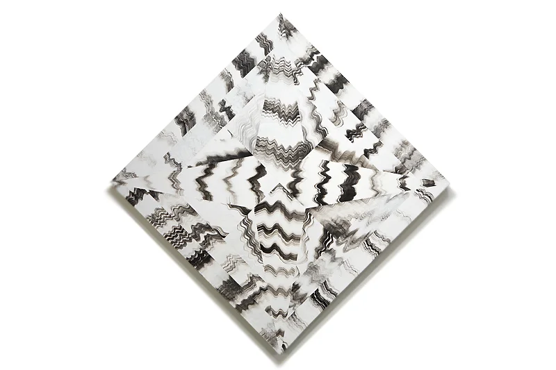  Untitled, 2014. Ink, acrylic on canvas, 26 inches square.&nbsp; 