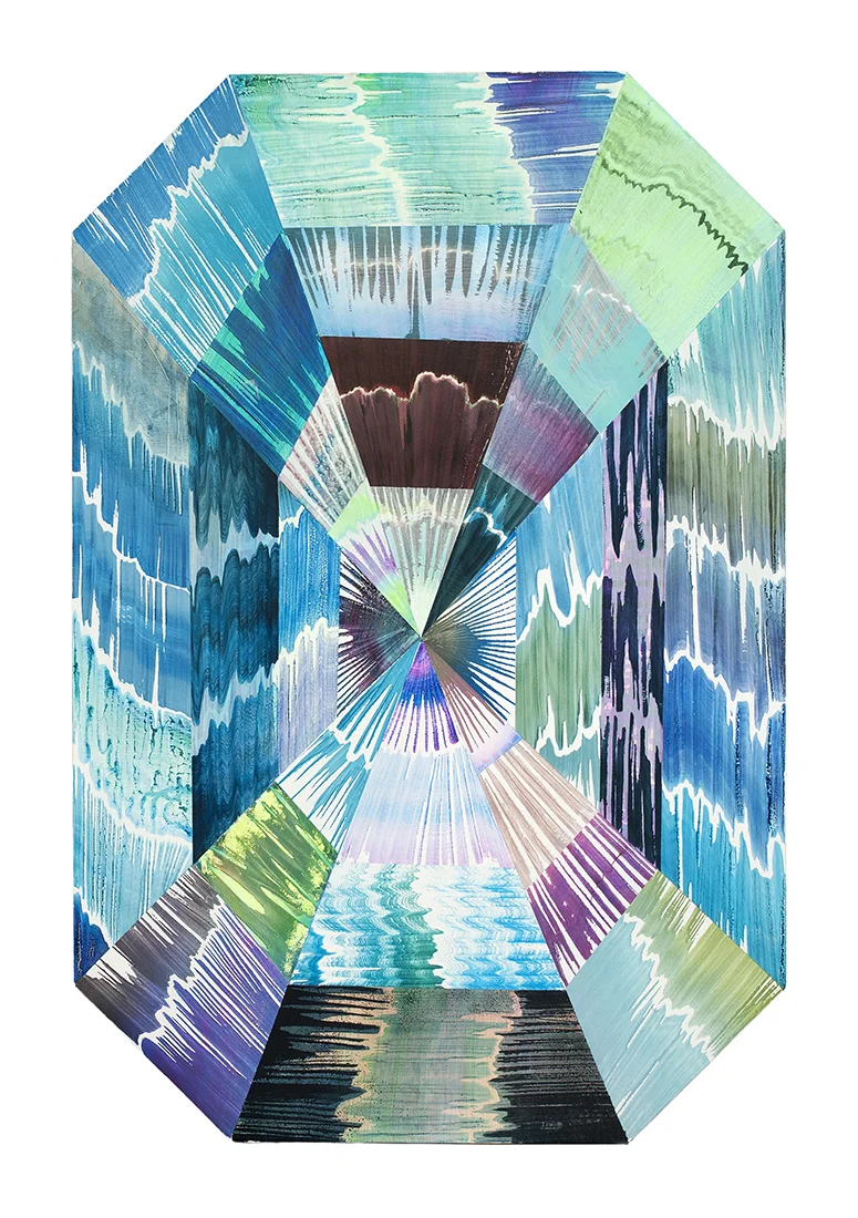  Untitled, 2015. Ink, gouache on shaped canvas, 36 by 54 inches (outside dimensions).&nbsp; 