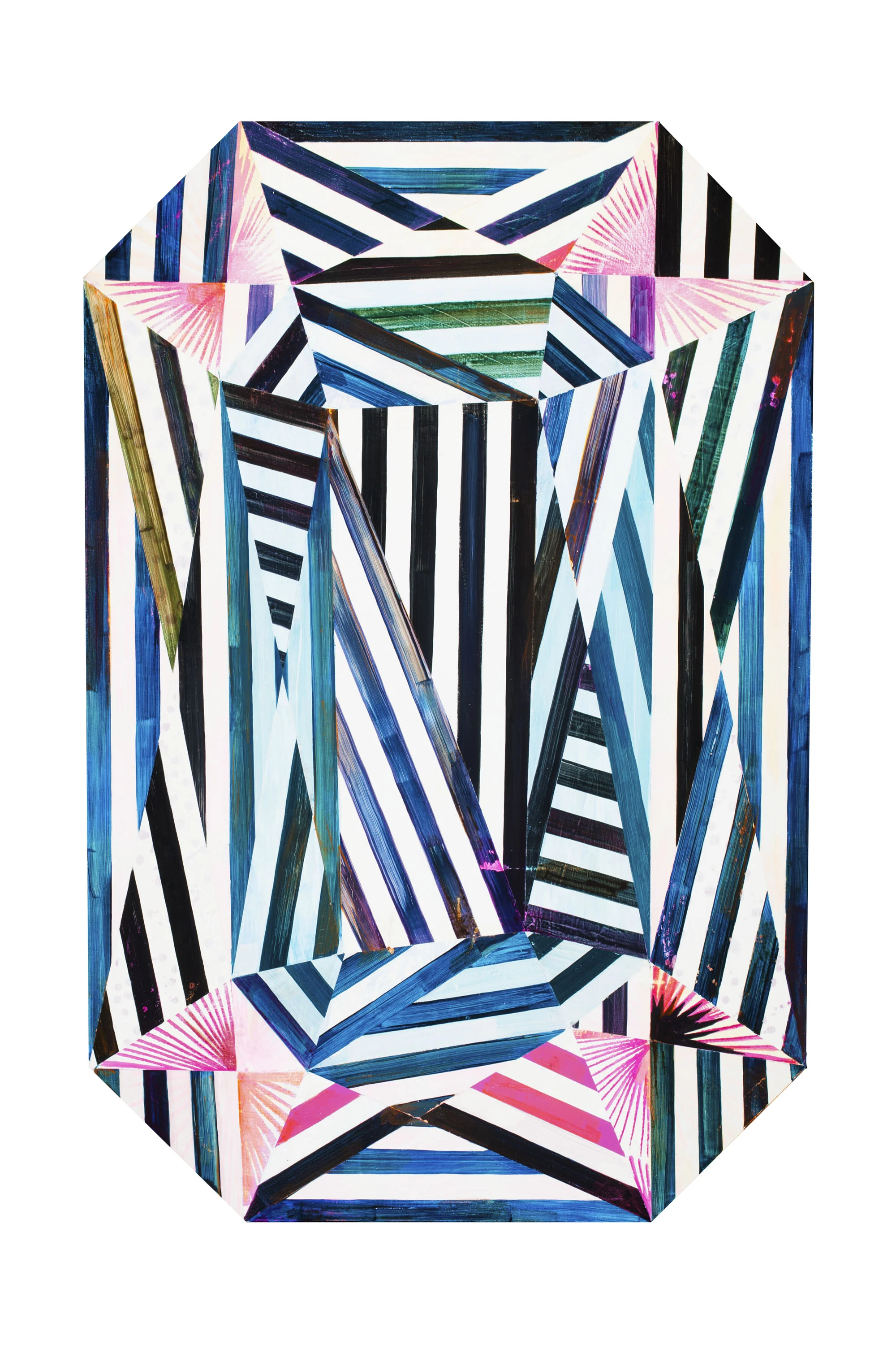   Epaulette , 2016. Ink, acrylic, and gouache on shaped canvas, 36 by 54 inches (outside dimensions). 