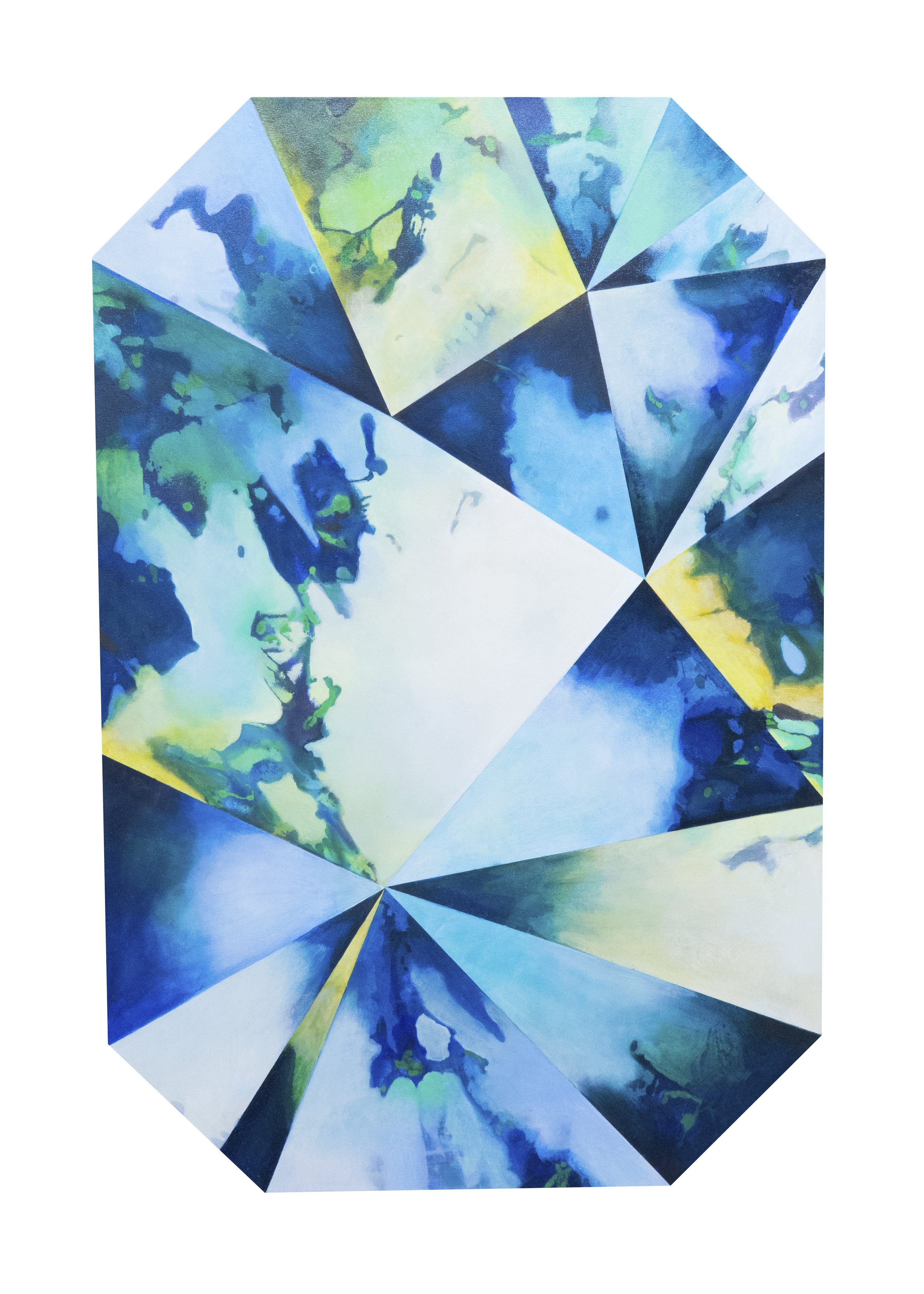   Lagoon , 2017. Acrylic and oil paint on shaped canvas, 36 by 54 inches (outside dimensions). 