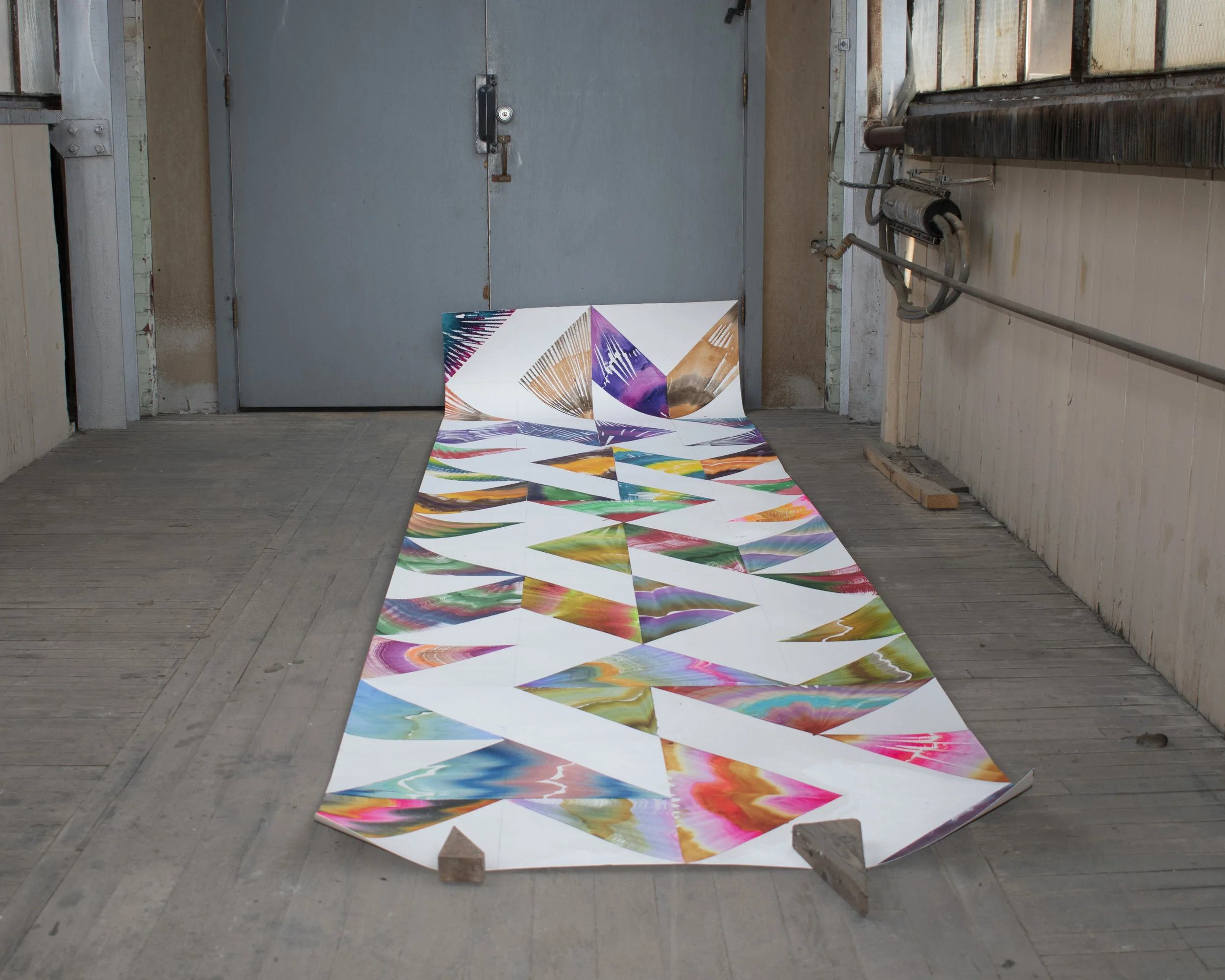   Scroll XII,  2019. Acrylic paint on paper, approximately 42 by 198 inches. 