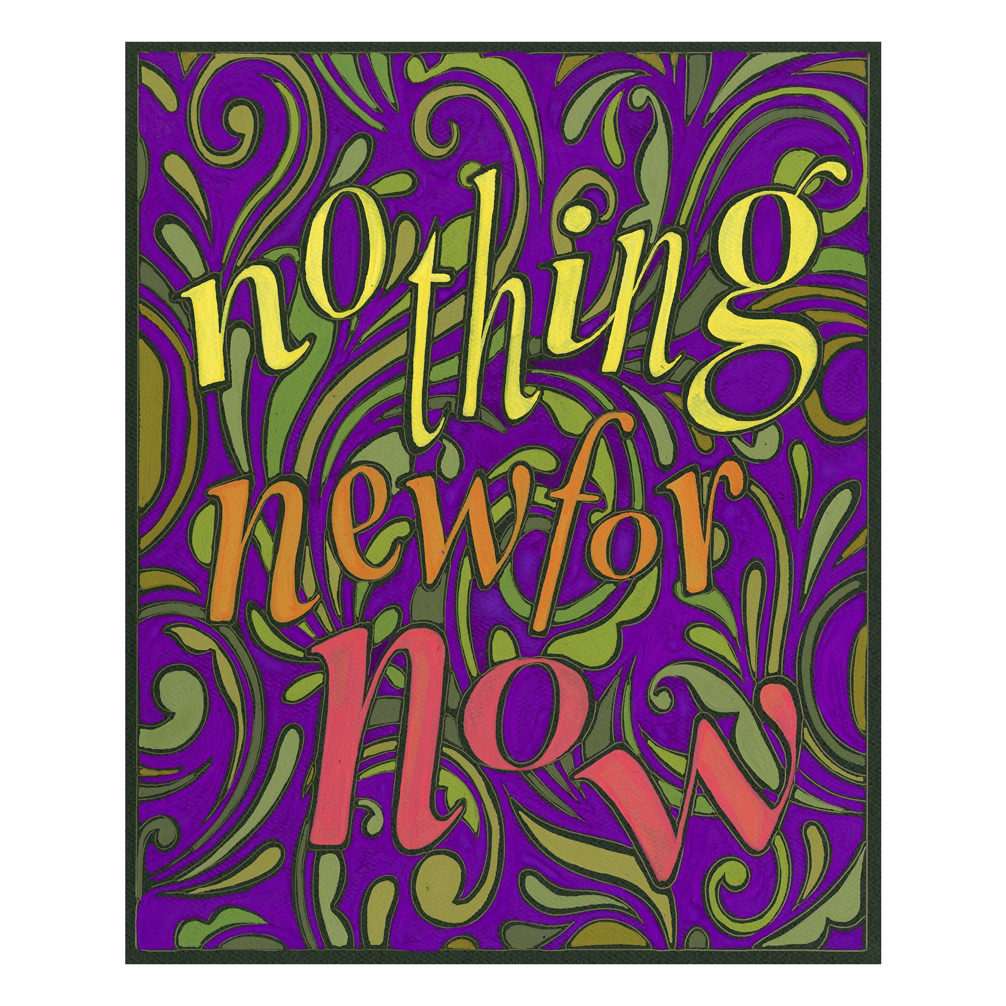   nothing new for now  (2022); gouache on laser-etched paper, 9 by 11 inches.  