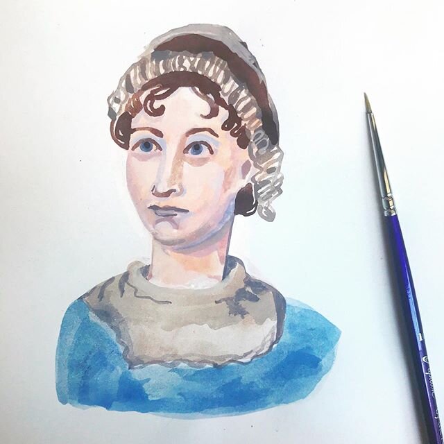 Mini portrait of Jane Austen in gouache.
...I&rsquo;m debating whether it&rsquo;s a music, audiobook or podcast sort of afternoon. *
*
*
*
*
*
#janeausten #audiobook #bookclub #stuffyoumissedinhistoryclass @missedinhistory #classicliterature #gouache