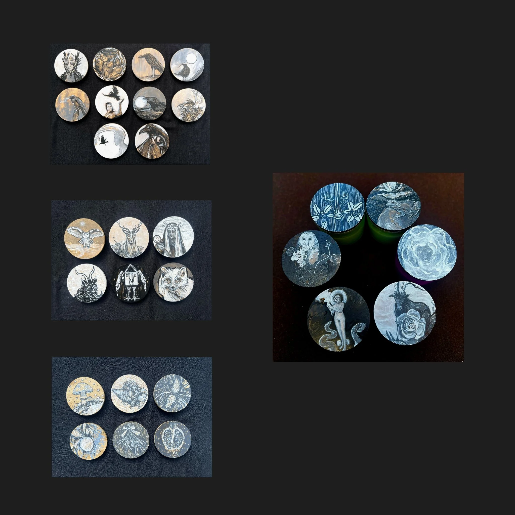 Vending/Hand-Painted Candle Lid Examples