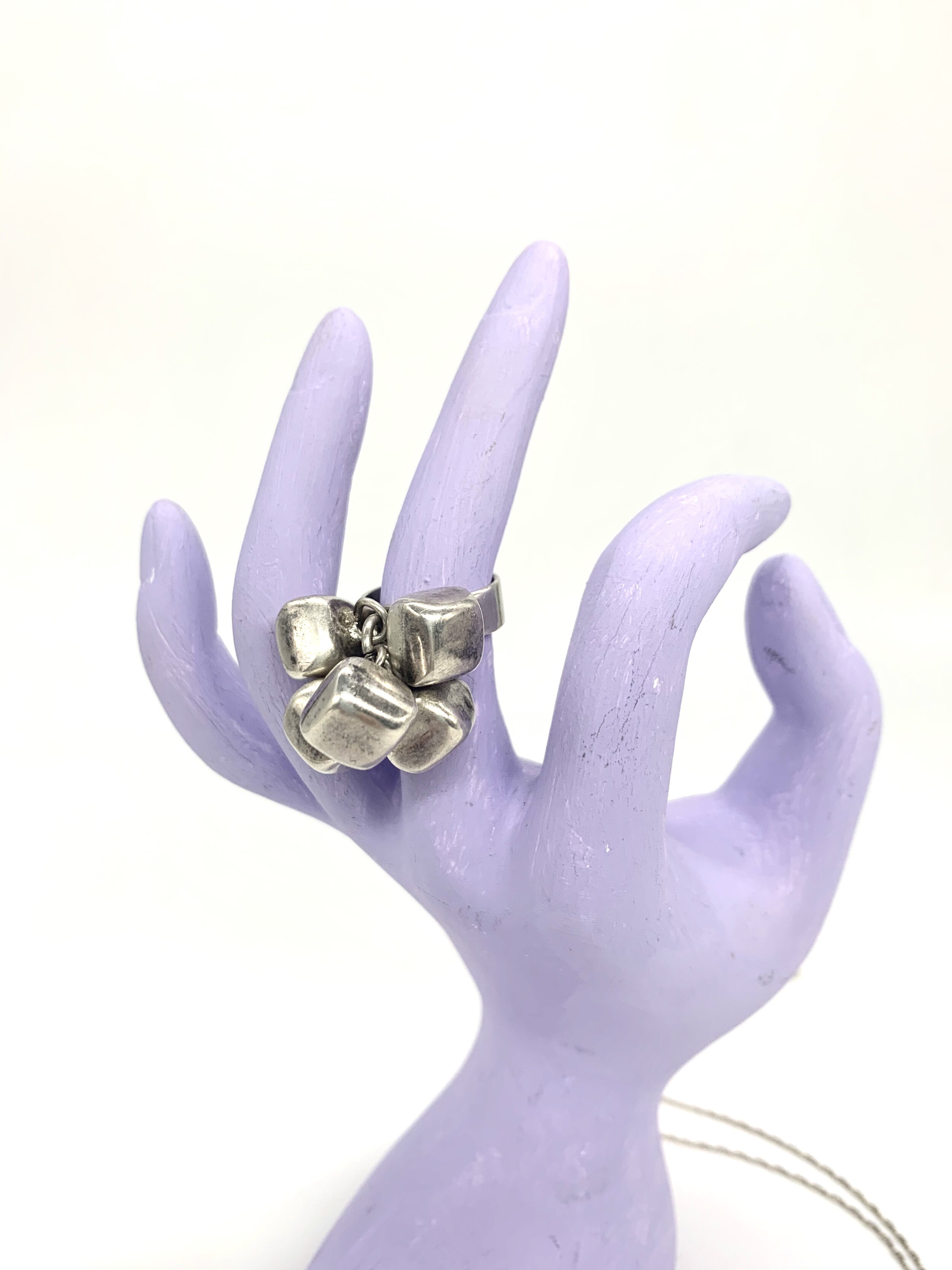 Cluster Charm Vintage Sterling Silver Ring - Sz. 6