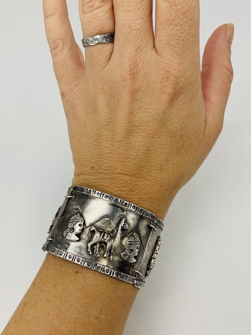Vintage Peru Sterling Silver Cuff Bracelet - Signed .925 EPU