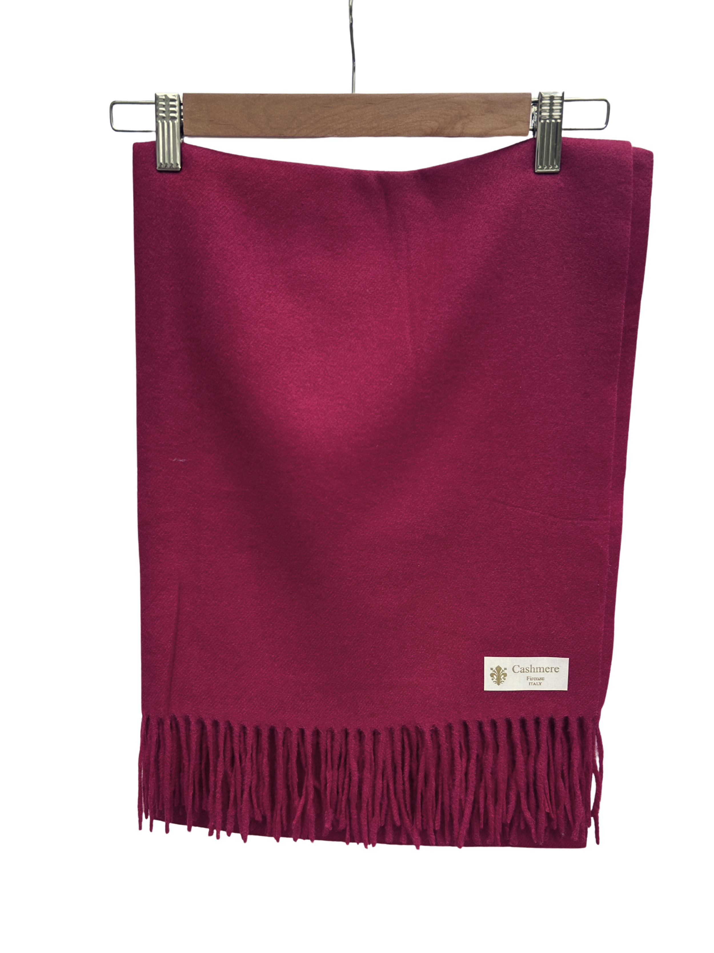 Maroon Red Cashmere Oversized Fringed Scarf