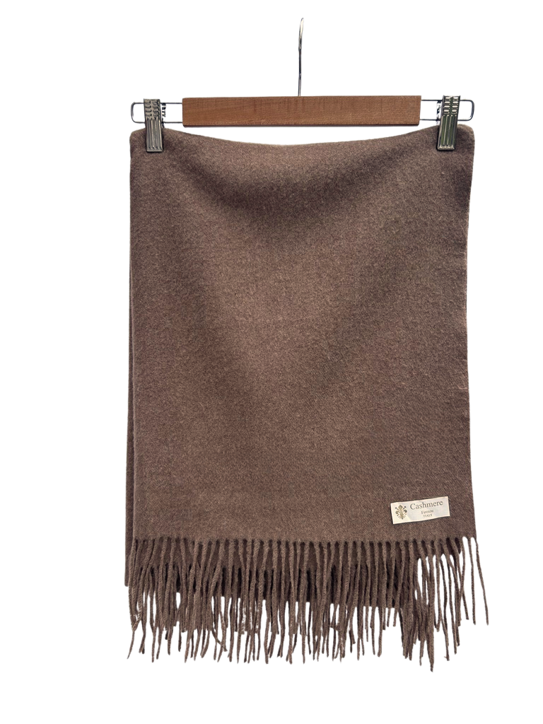 Beige Cashmere Oversized Fringed Scarf