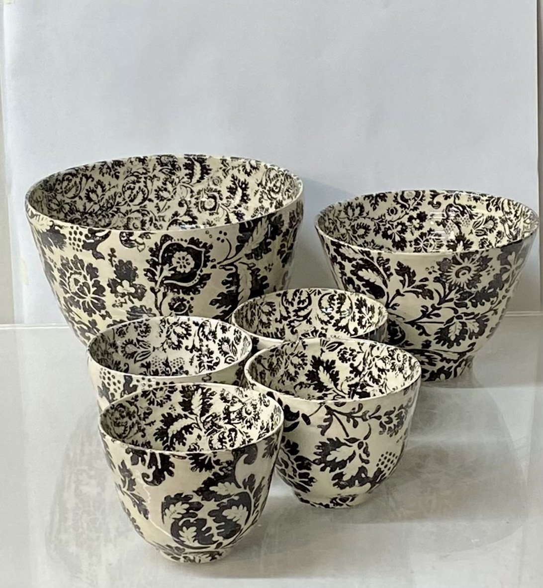 Silk screen printed - inspired by antique fabric