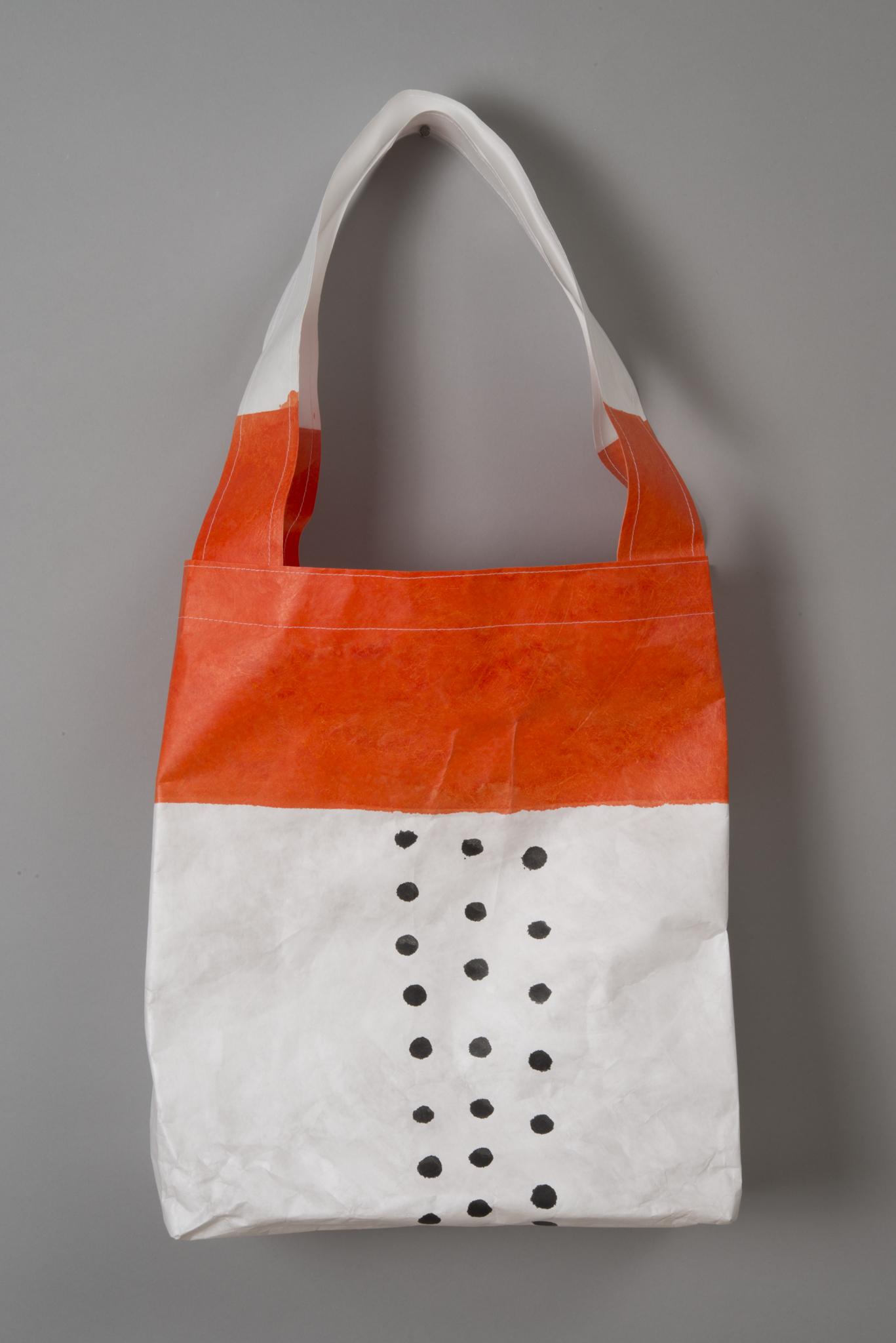 Tyvek Tote Orange Black Dots