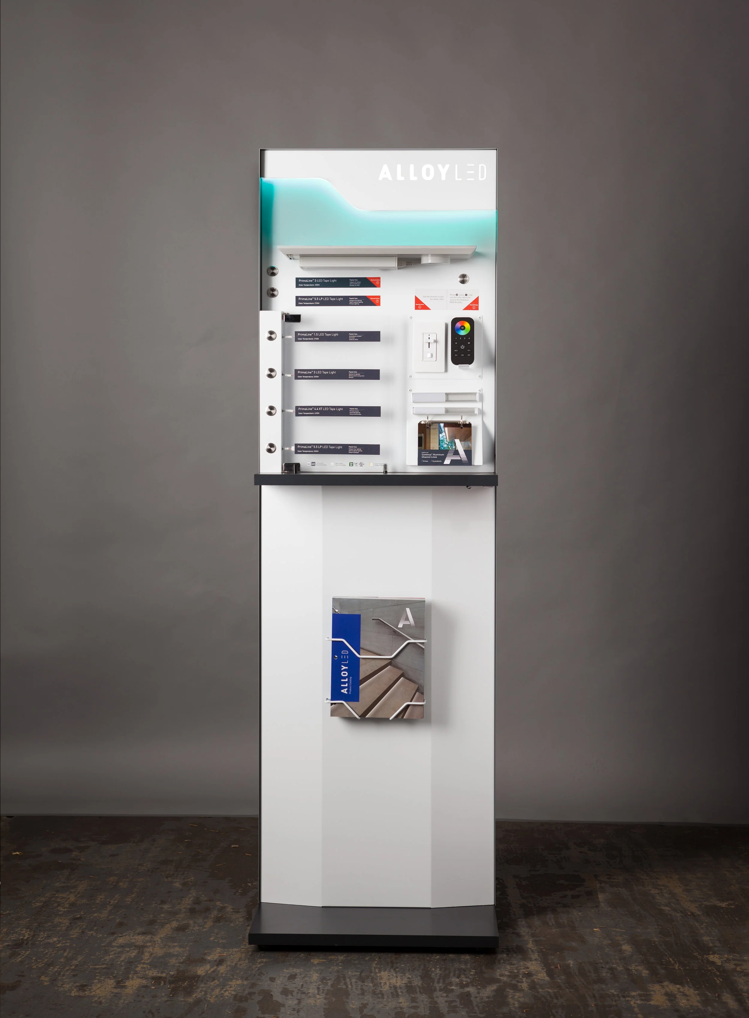 The back-lit logo and color accent are always on to attract attention in cluttered electrical supply stores.