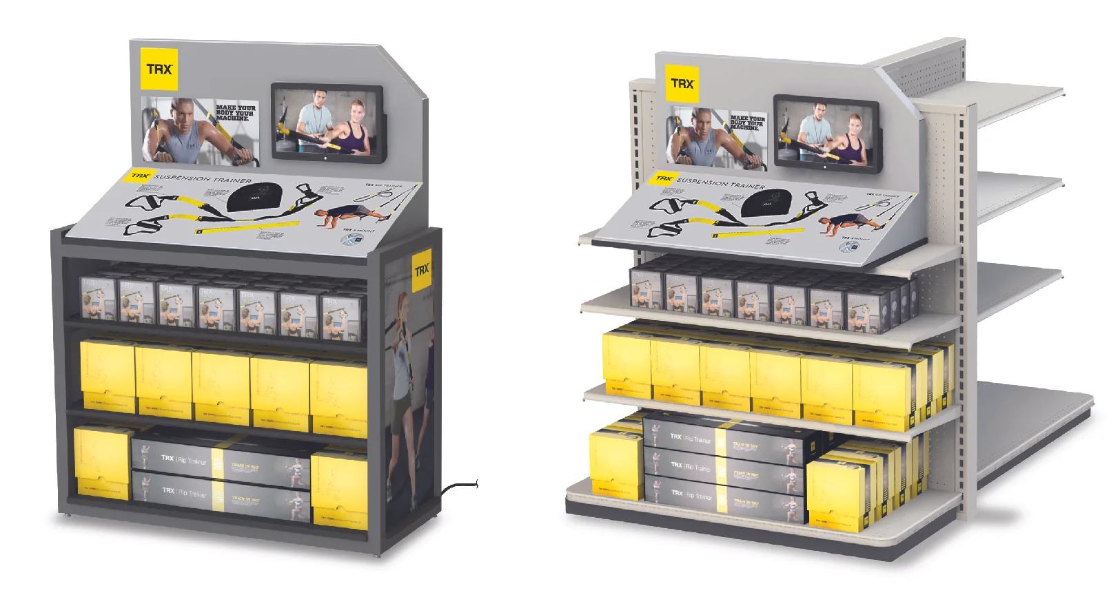TRX Modular Display and End Cap - concept design, renders, and engineering