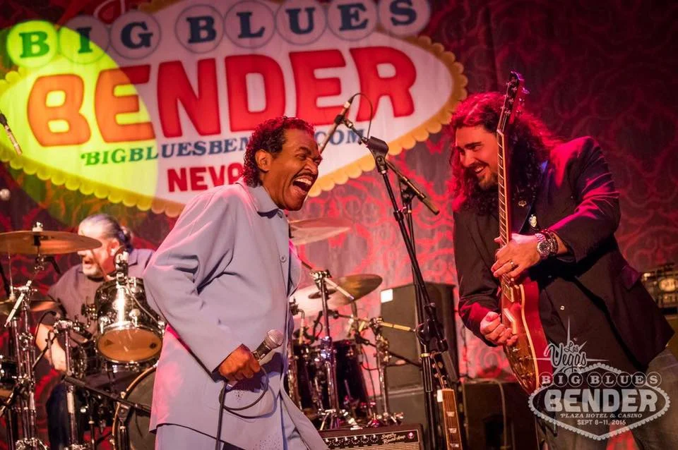 The Alastair Greene Band performed two full shows on two stages at one of the hottest new Blues events in the world, the Big Blues Bender in Las Vegas NV . Alastair also served as the resident "guitar dude" for several pro-jams, as well as the Bender for HART benefit show which raised over $15, 000 for the Blues Foundation's HART fund, kicking off the official start of the Big Blues Bender. The nightly Bender Pro-Jams were led by sax-man Jimmy Carpenter who fronted the house backup band, the Bender Brass Band. Over the course of the Big Blues Bender, Alastair performed 4 days/nights with either his band or the Bender Brass Band, performing alongside: Bobby Rush, Bob Margolin, Bob Corritore, Anne Harris, Deanna Bogart, Mike Zito, Brandon Santini, Victor Wainwright, Annika Chambers, and Terri Odabi .