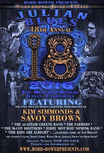 THE JULIAN BLUES BASH FEATURED KIM SIMMONDS & SAVOY BROWN AND THE ALASTAIR GREENE BAND.