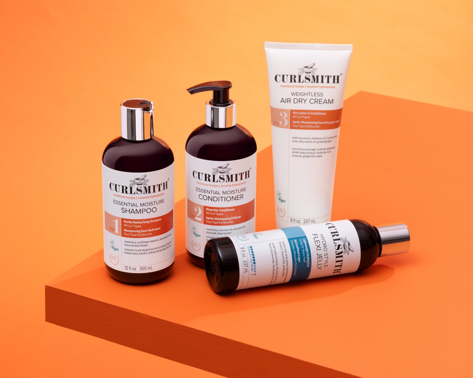 Curlsmith holiday product photography. commercial beauty product photography