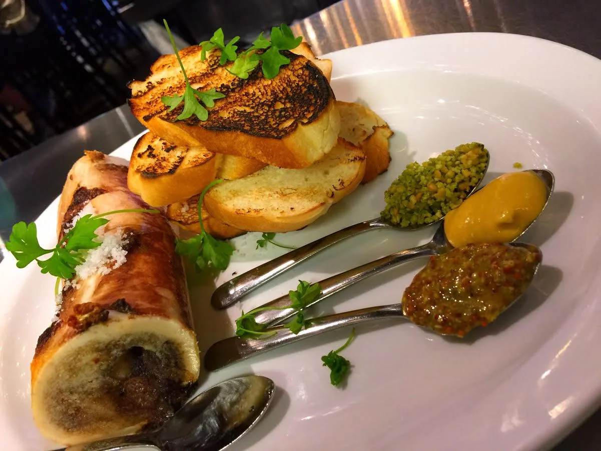 Ken Bone,&nbsp;bone marrow with chive vinaigrette and toast points&nbsp;