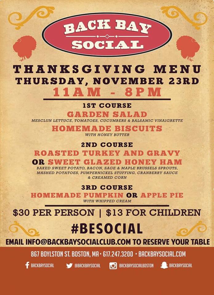 Thanksgiving at Back Bay Social!