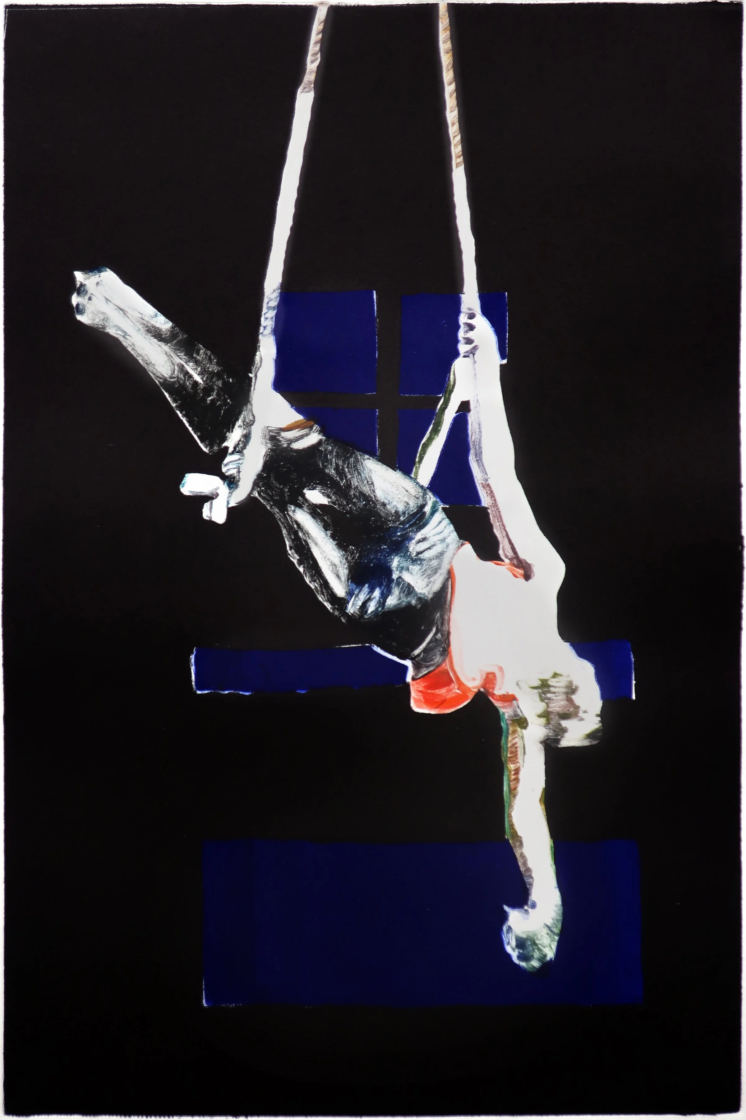   Trapeze II , monoprint, 18 × 12 inches, 2025 