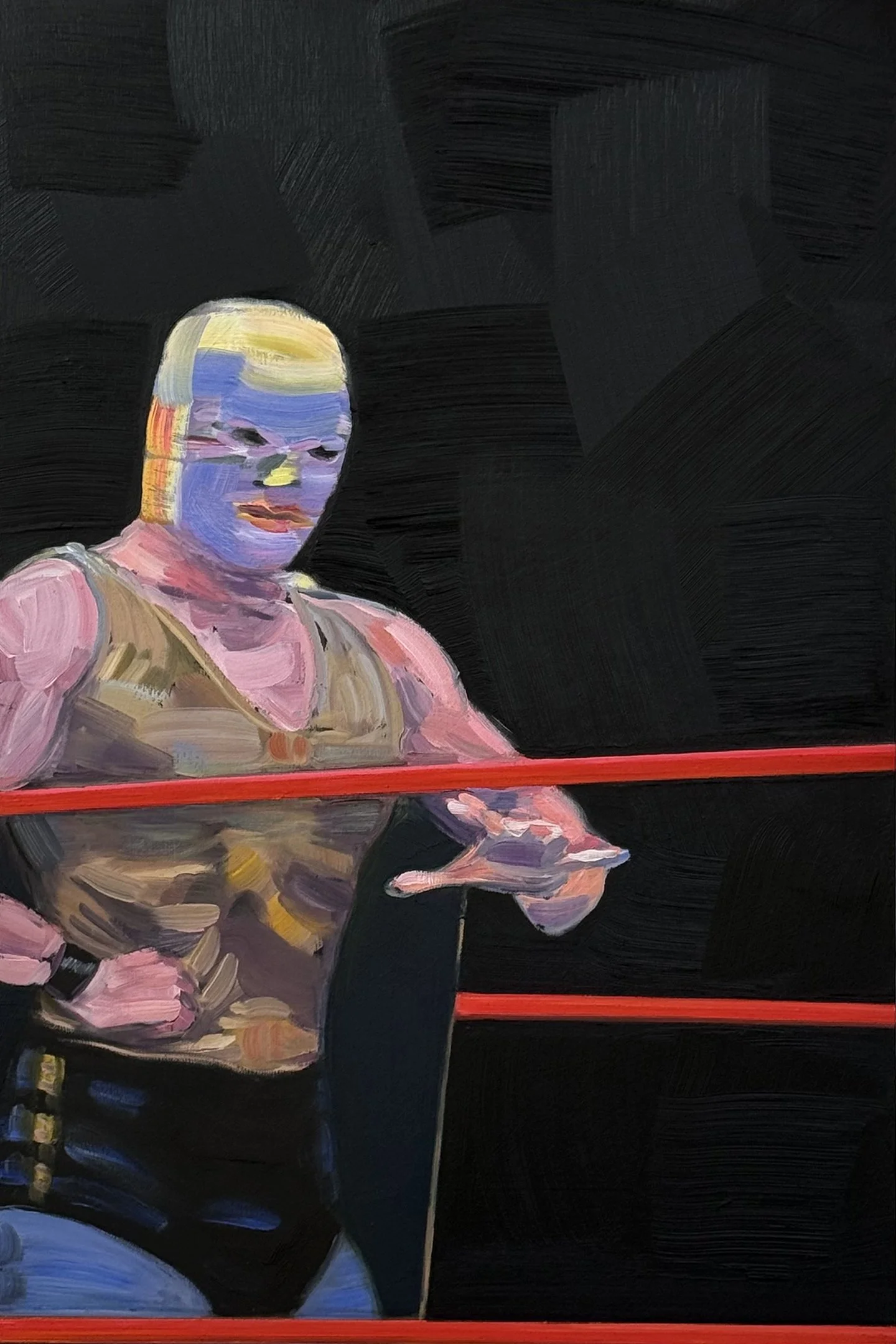   Gold Luchador  , oil on panel, 18 × 12 inches, 2026 