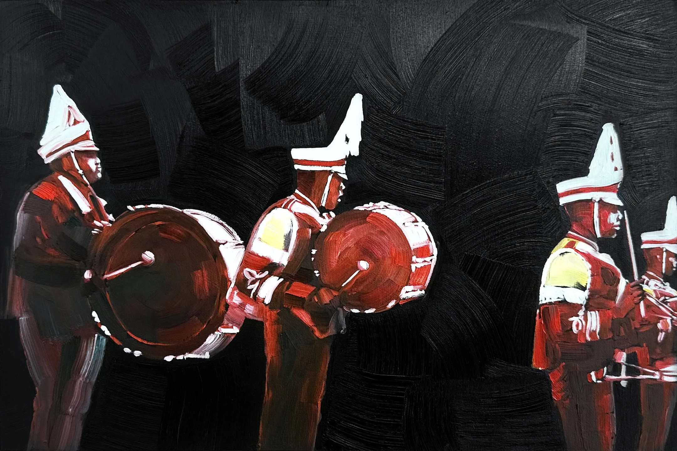   The Band , oil on panel, 12 × 18 inches, 2026 