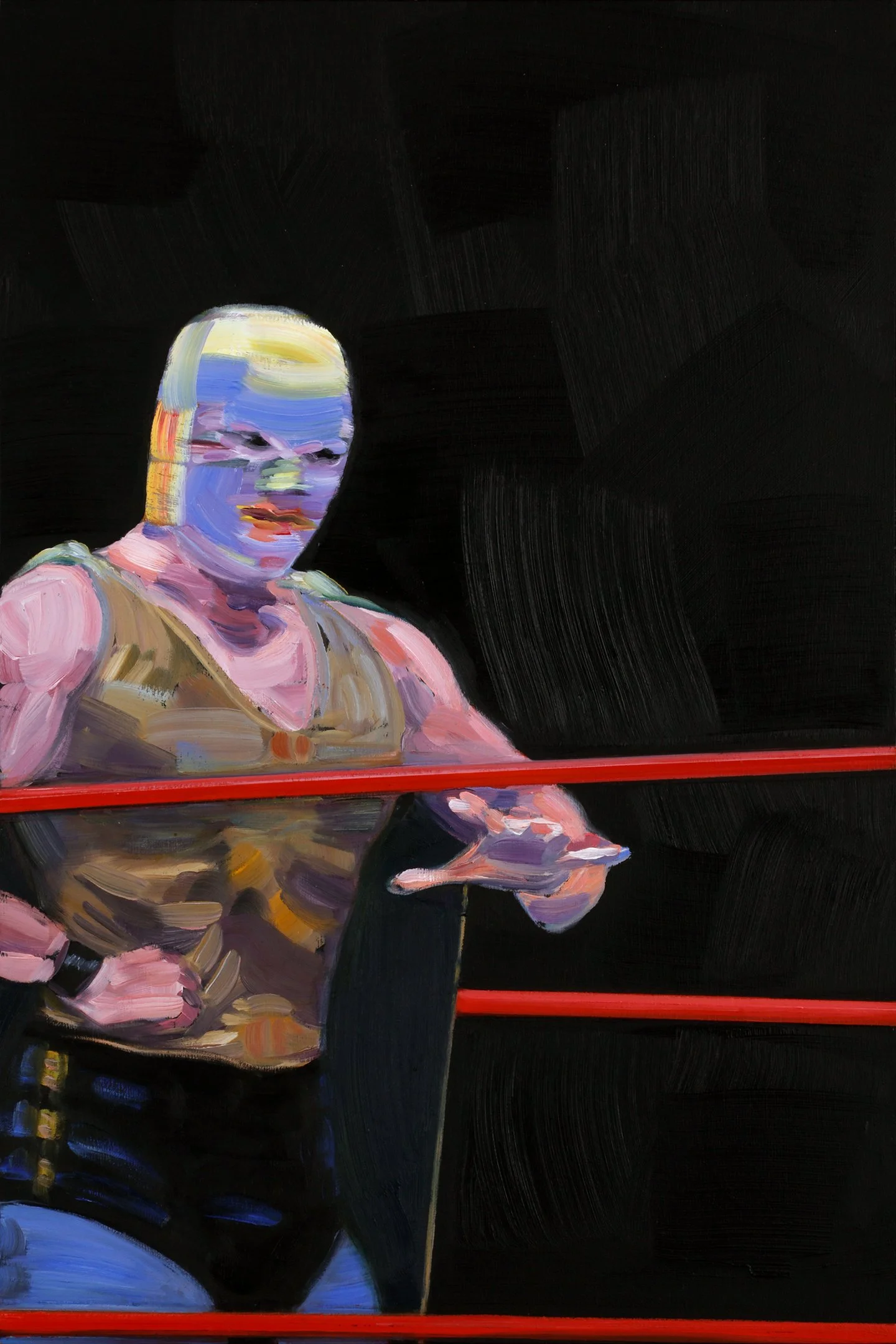   Gold Luchador,  oil on panel, 18 × 12 inches, 2026 