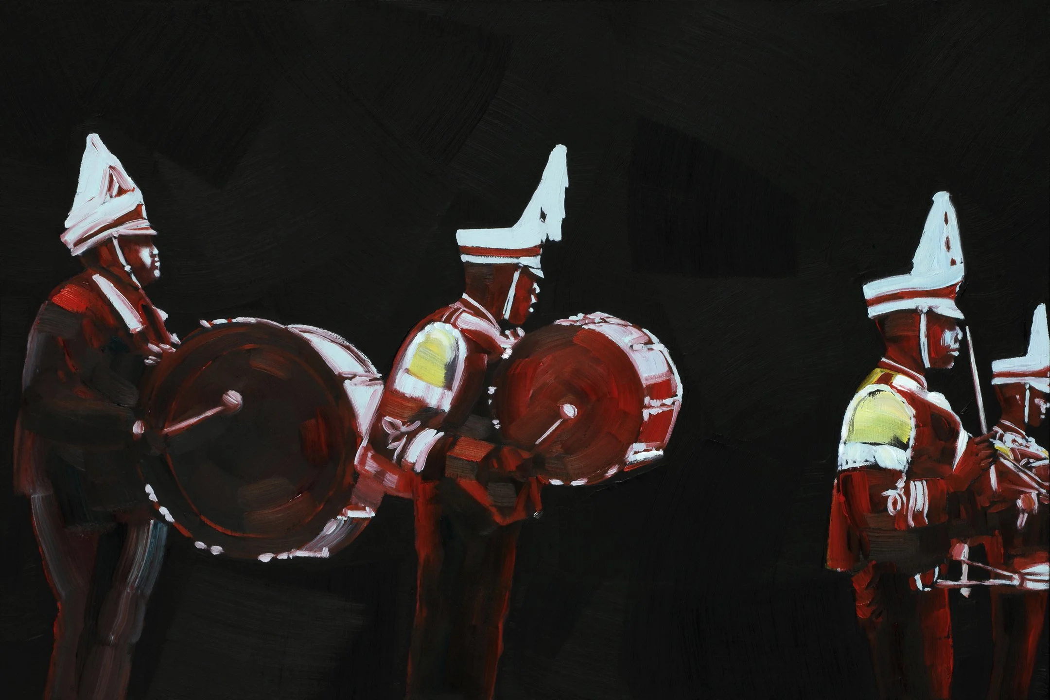   The Band , oil on panel 12 × 18 inches, 2026 