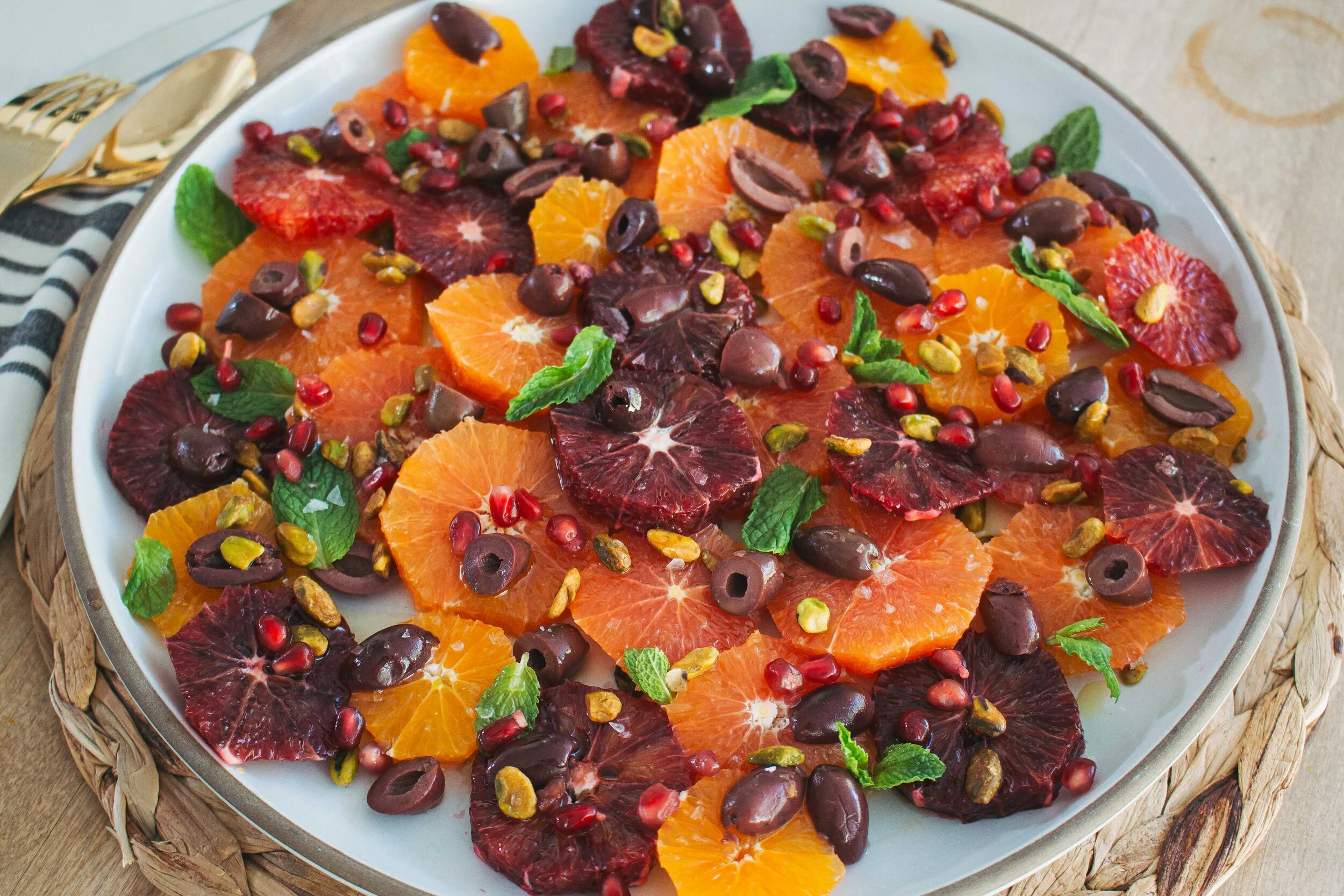 Citrus Salad with Kalamata Olives, Mint and Pistachios
