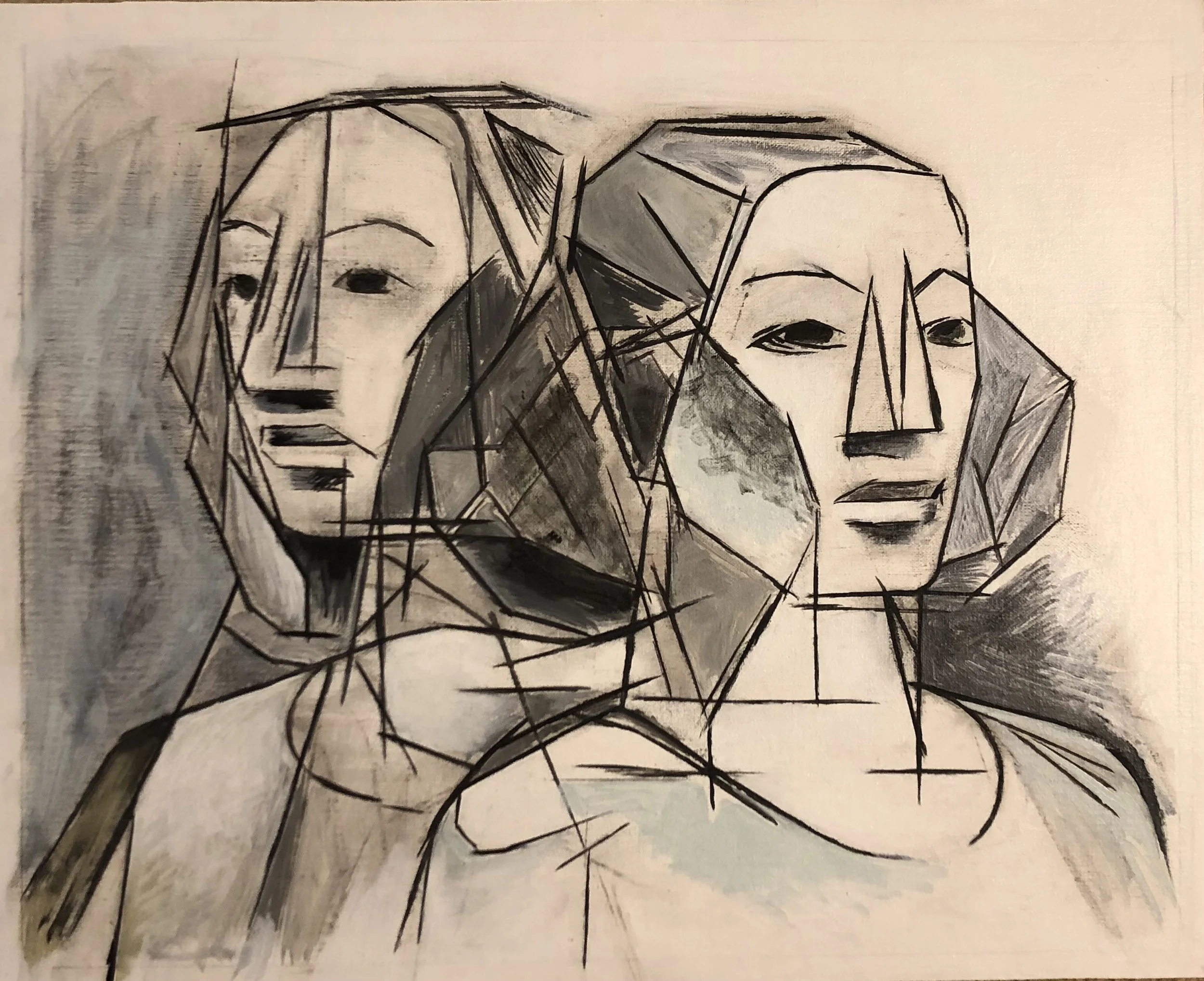 Dos Hermanas, Acrylic on Panel, 17"h x 21"w