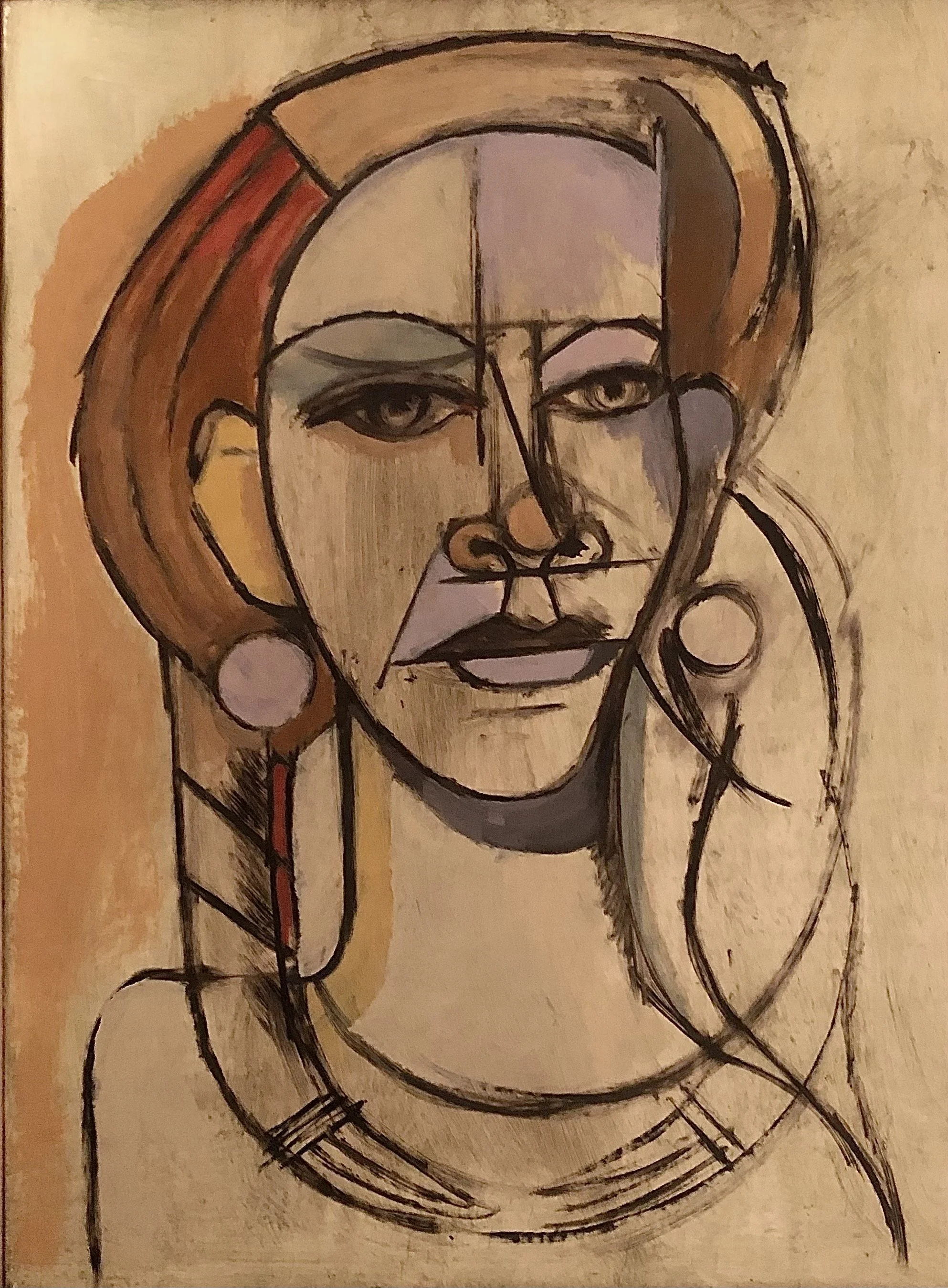 Woman with Purple Earring, Oil on Panel, 16"h x 12"w