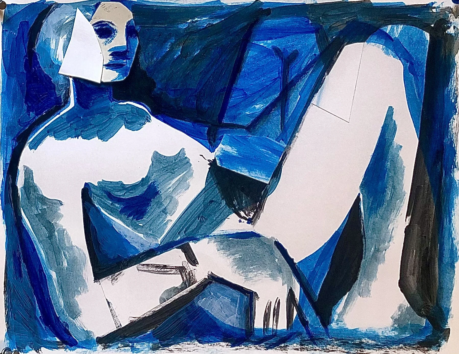Blue Nude, 11"H x 14" W, Acrylic on Paper