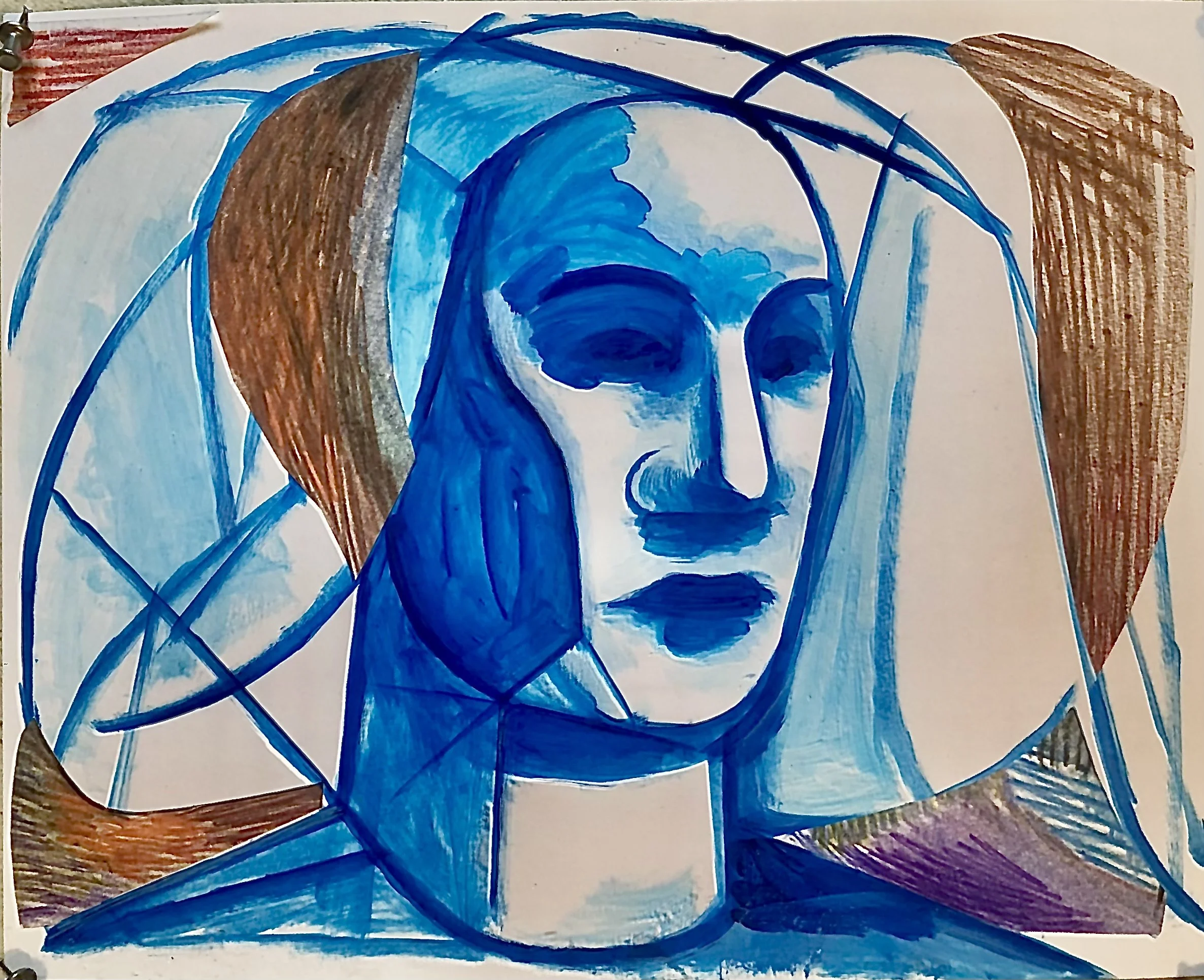 Swim Cap,  11" H x 14" W, Acrylic on paper