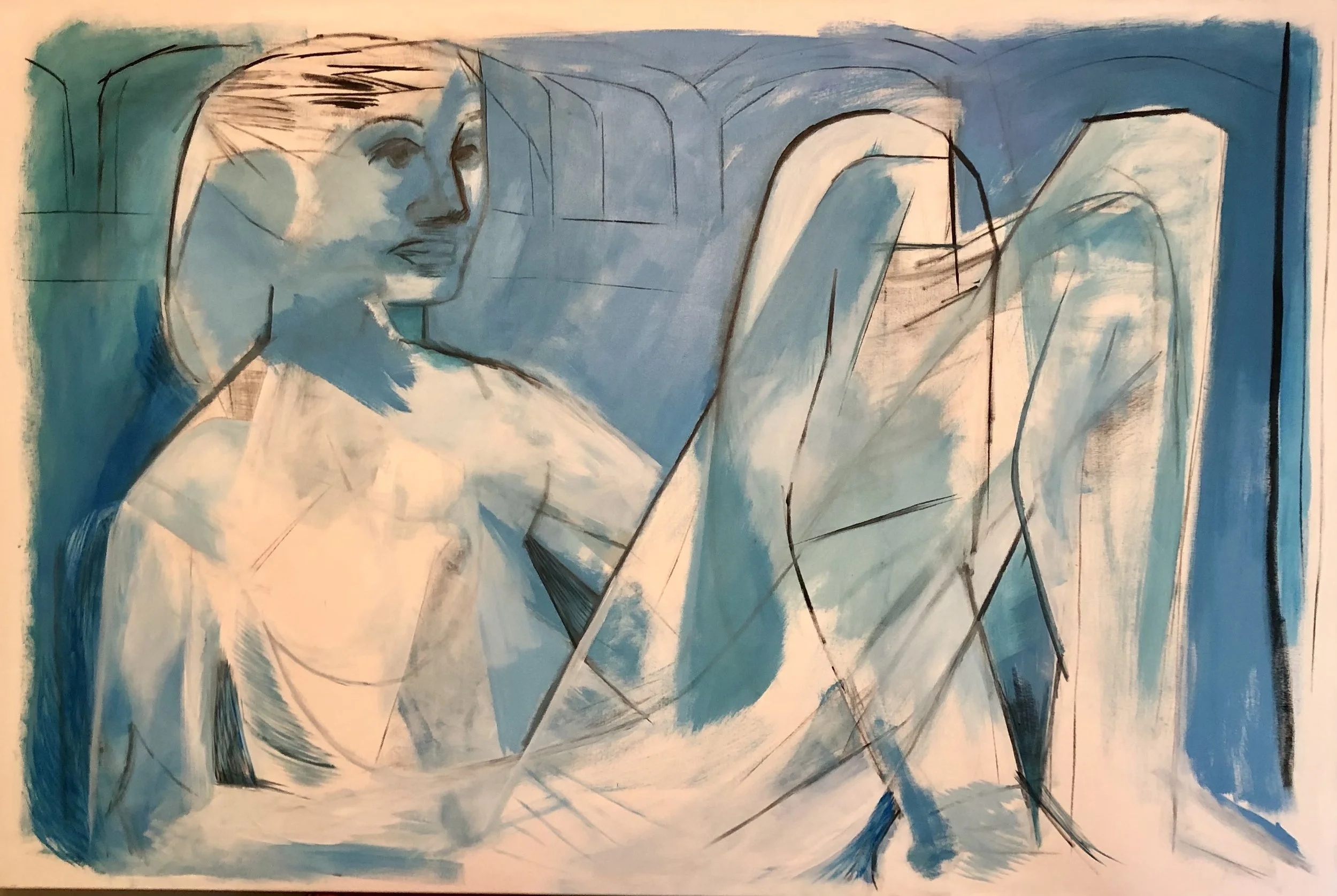 Blue Reclining Woman, 48" H X 72" W, Acrylic on Canvas