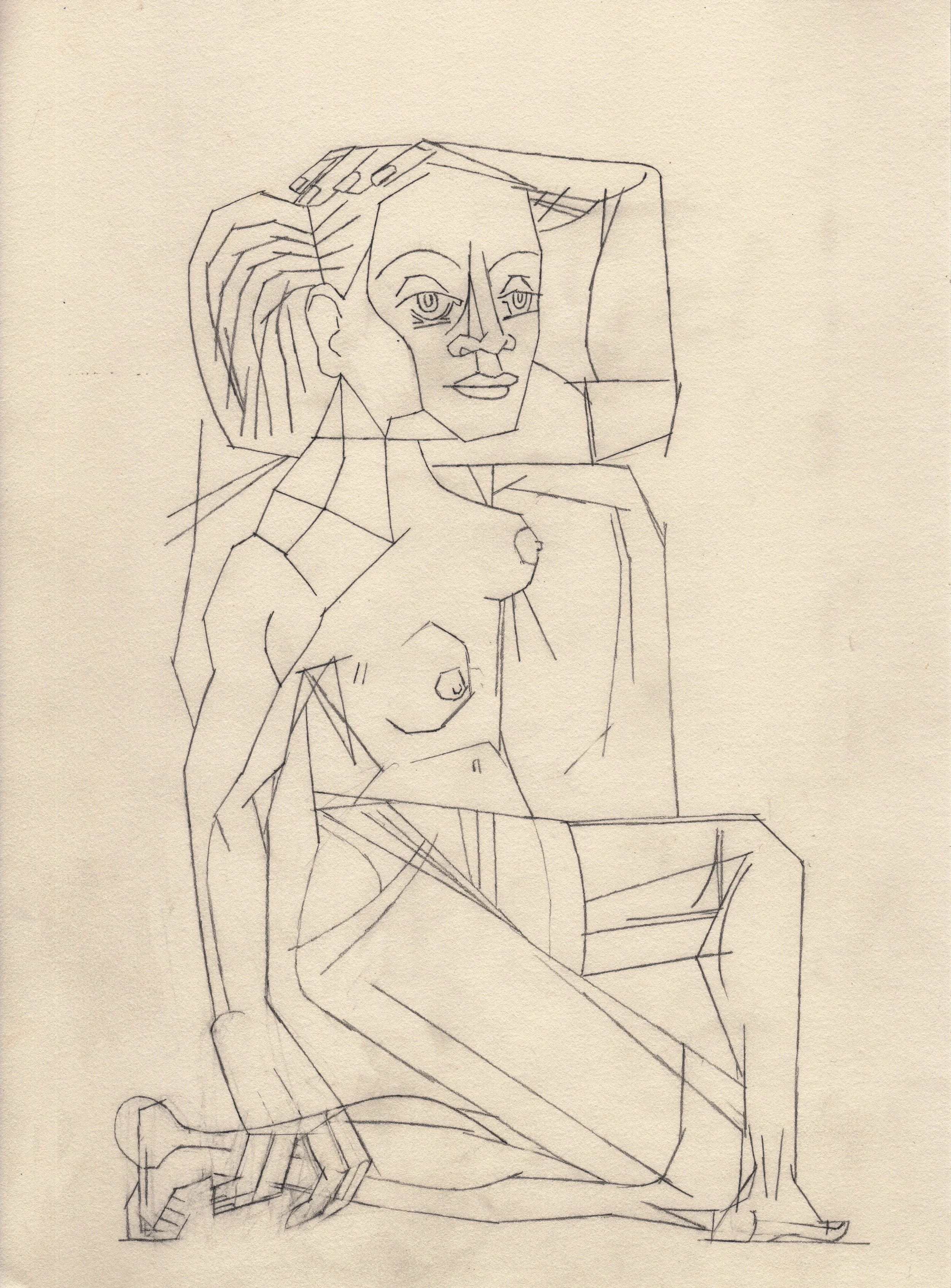 Seated Woman, Graphite on Paper
