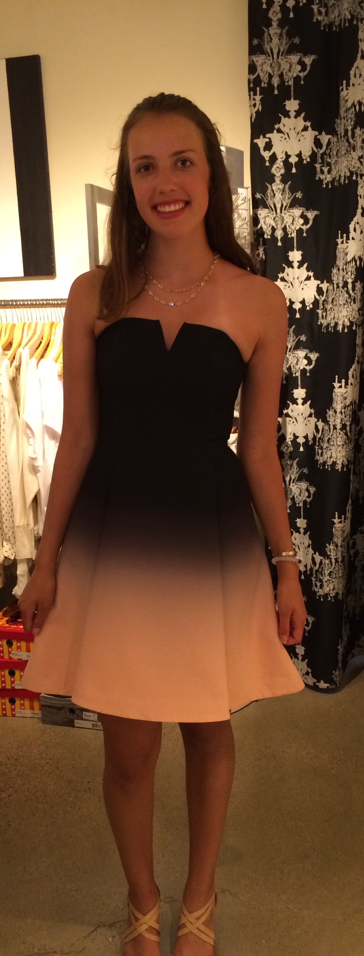Here's the dress when I originally tried it on in San Louis Obispo, California. Halston Heritage, $445.00