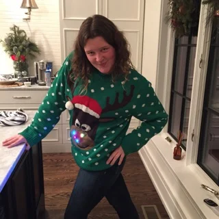 My goofiest friend... Grace, or as most people know her as, @gracethemilkman. I can't begin to explain her, all I know is that she could the Grinch laugh! And yes- her sweater lights up.