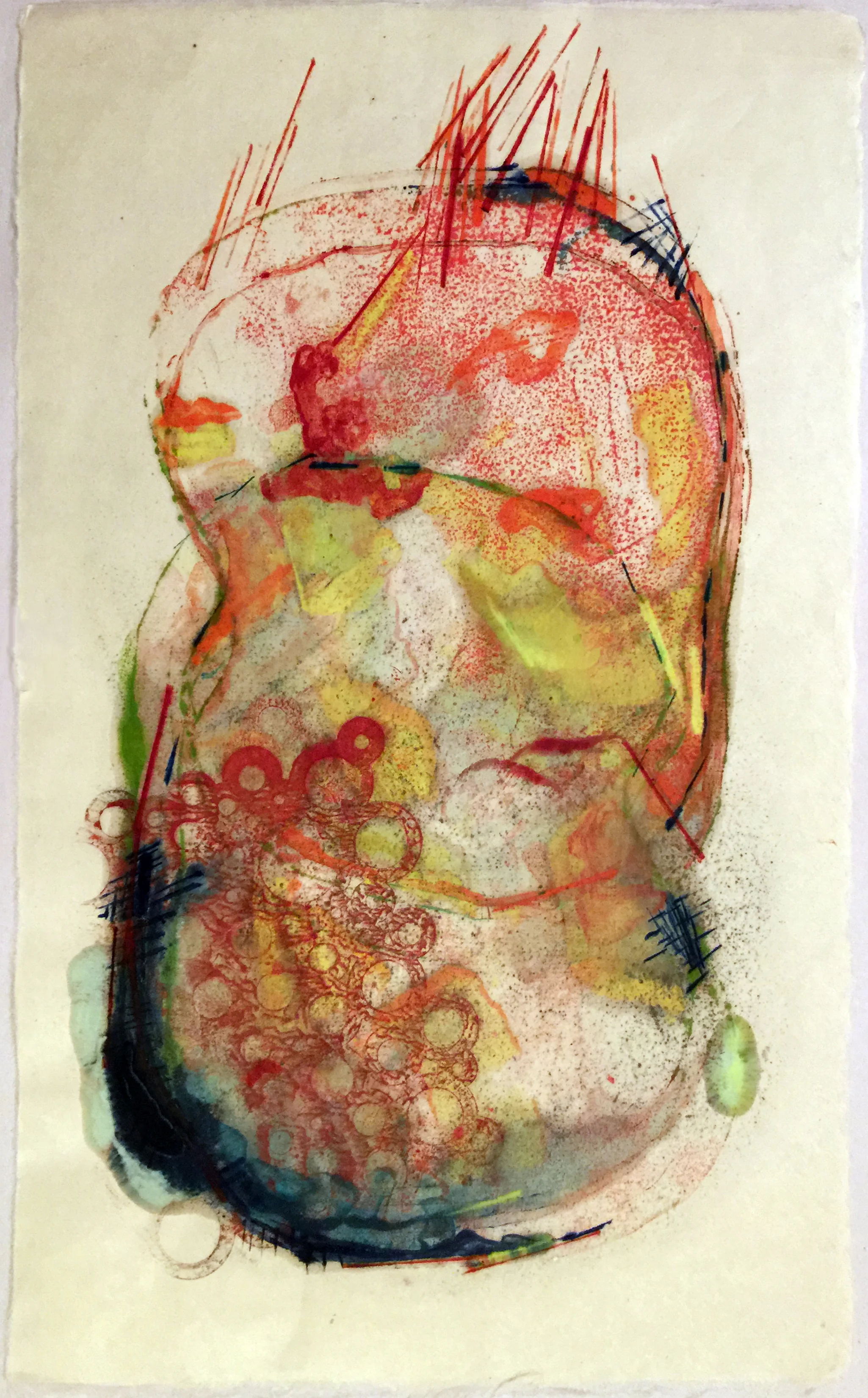 Biomorph I, encaustic on Kitakata paper, 17 x 10.25", 2015