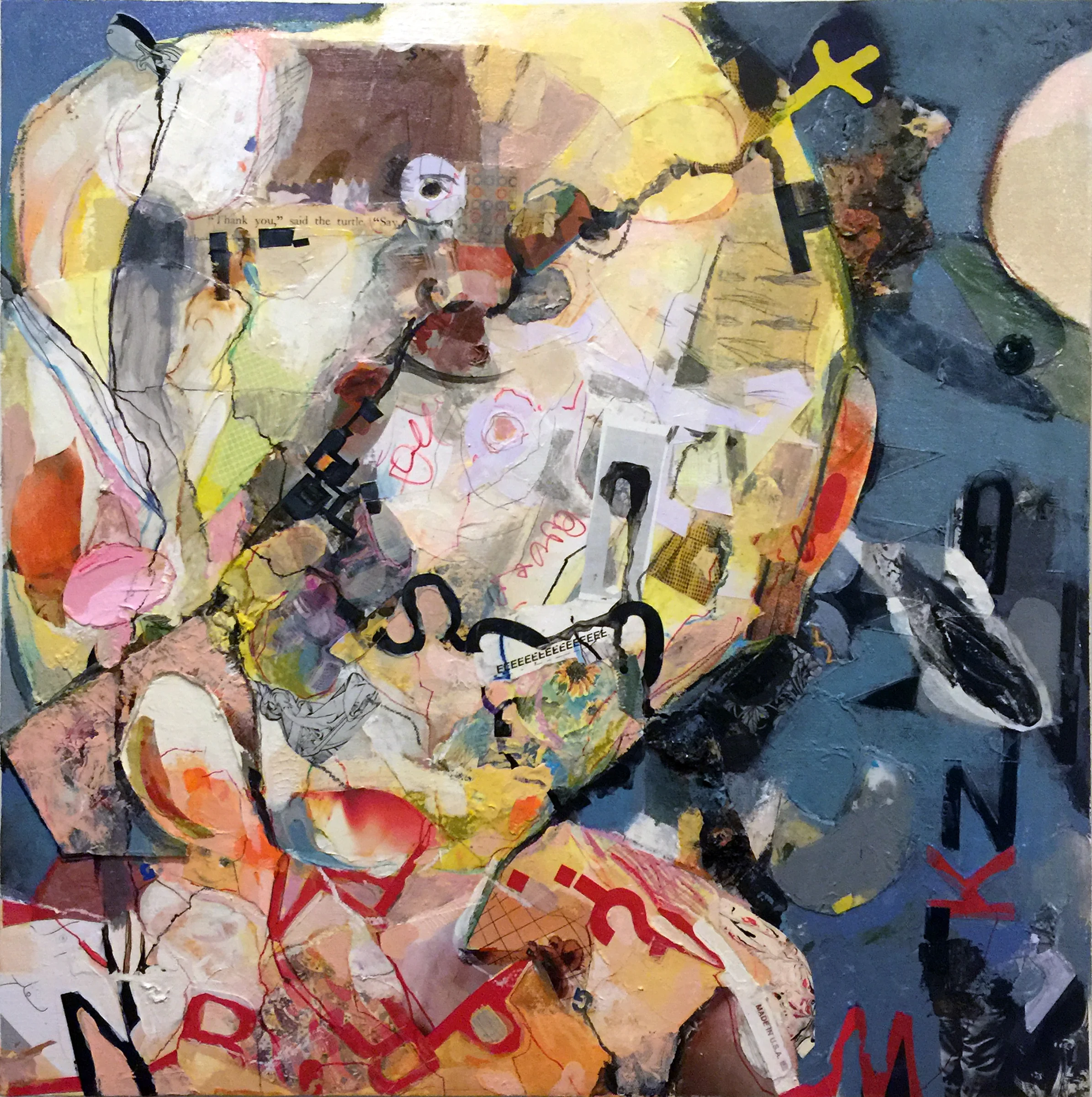 Some Things the Turtle Said, mixed media on canvas and panel, 24 x 24", 2016