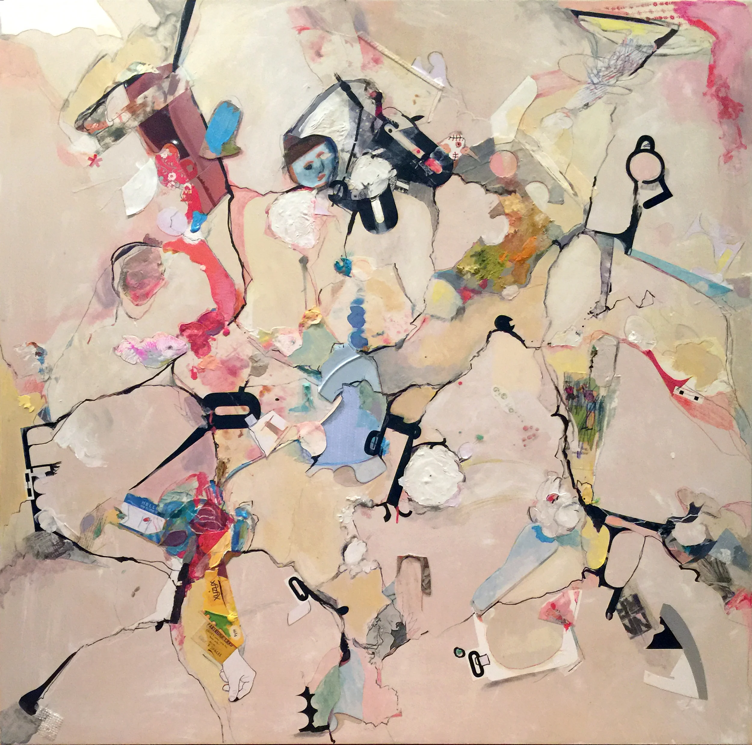 Funk Lifting Fairy Tales, mixed media on panel, 48 x 48", 2016