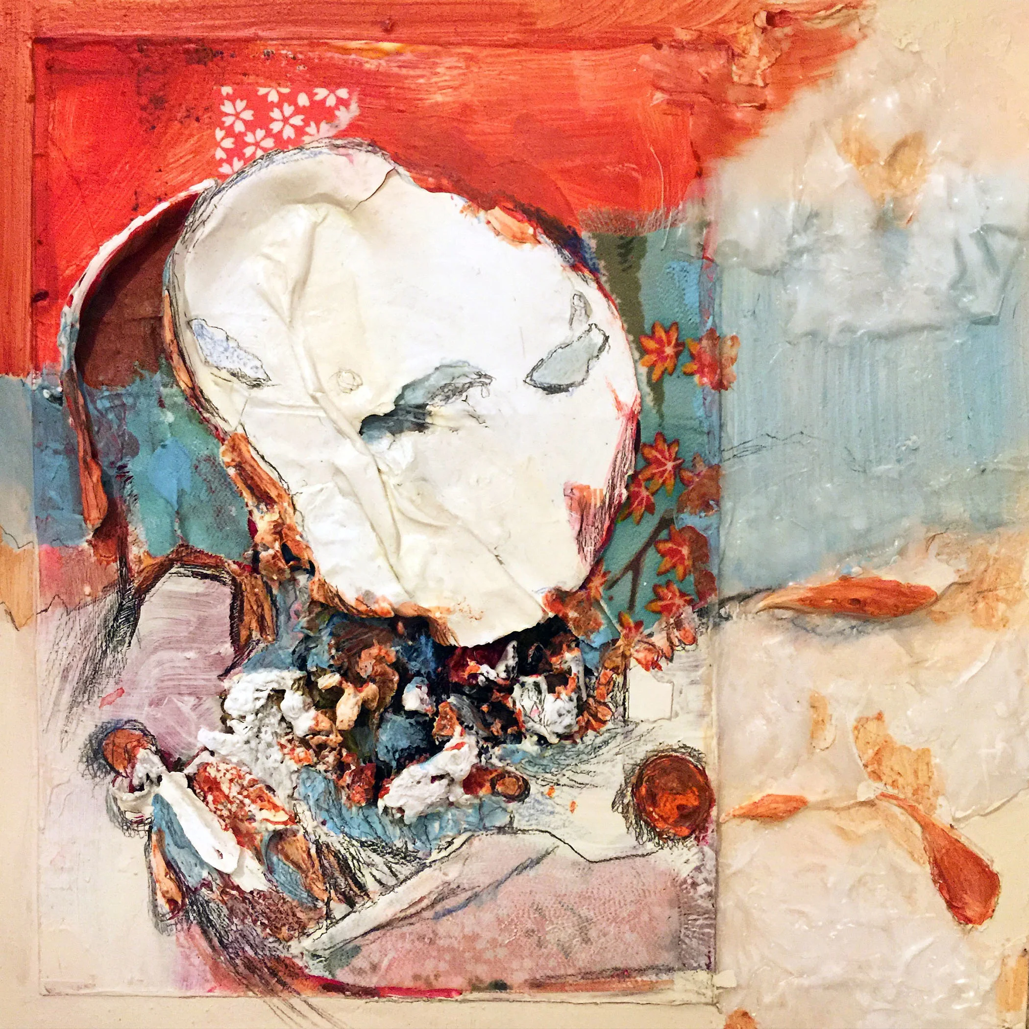 Complementary, mixed media on panel, 10 x 10 x 2", 2016