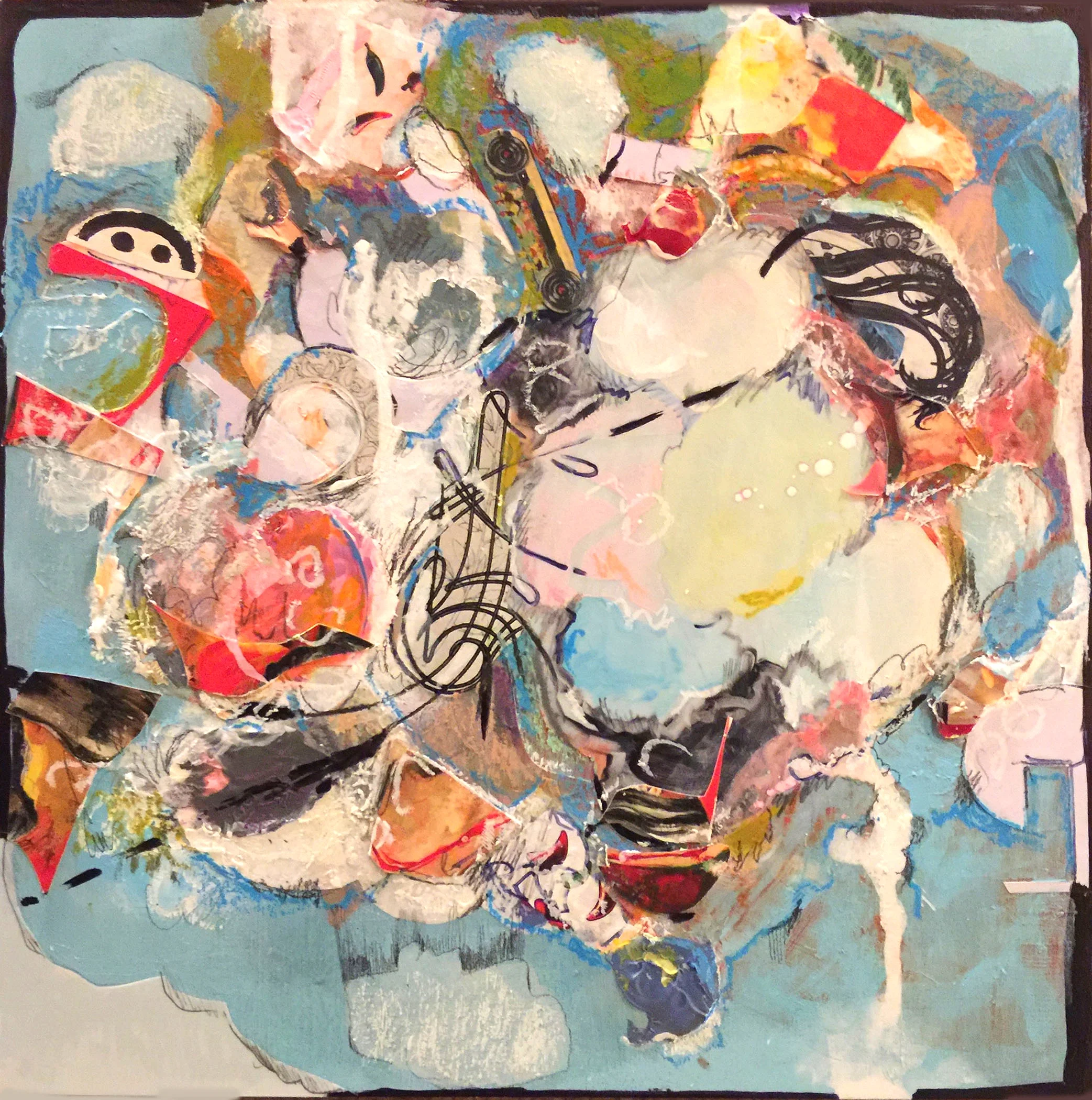 Blurst, mixed media on panel, 12 x 12 x 2", 2016