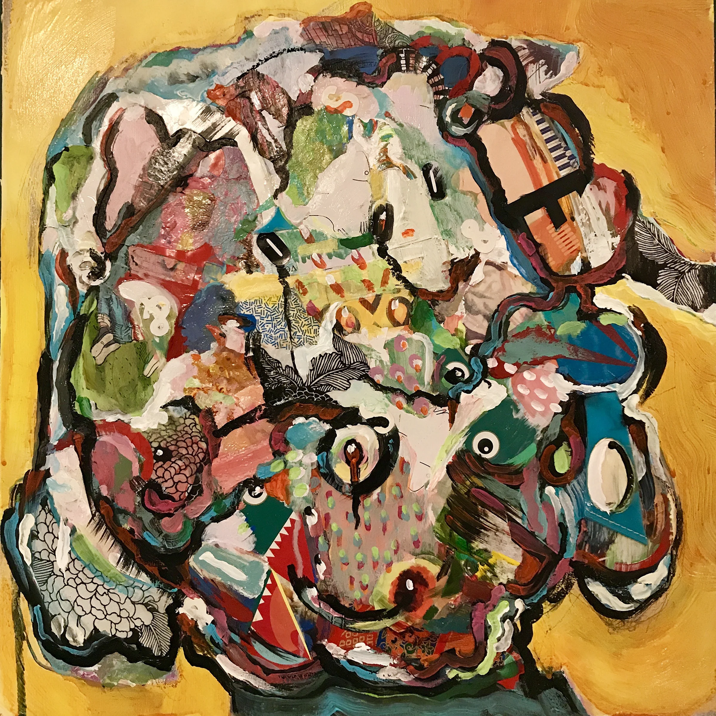 Rove, acrylic and mixed media on panel, 18 x 18" 2018
